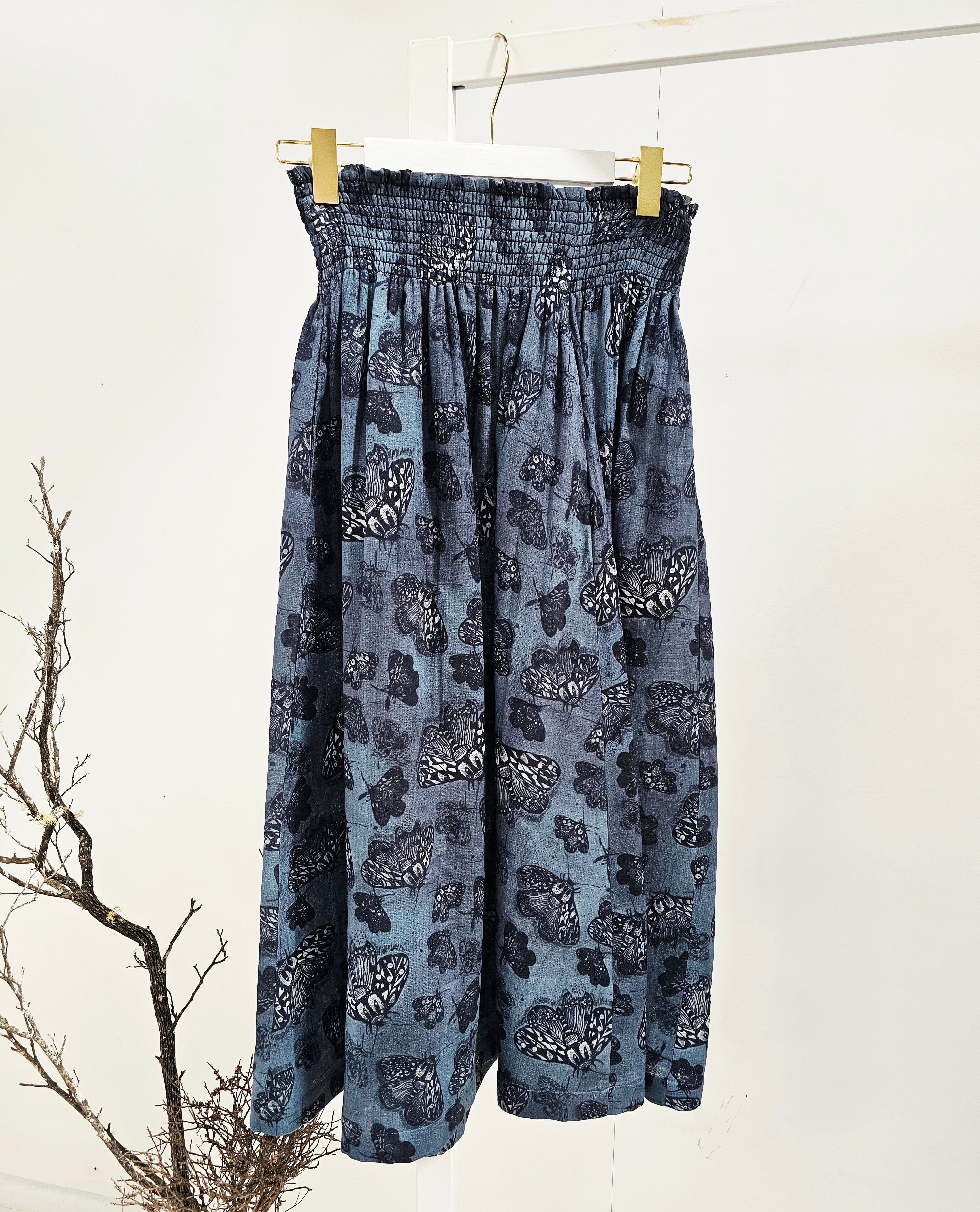 Frankie Shirred Skirt - Slate Moth Skirt The Spotted Quoll 
