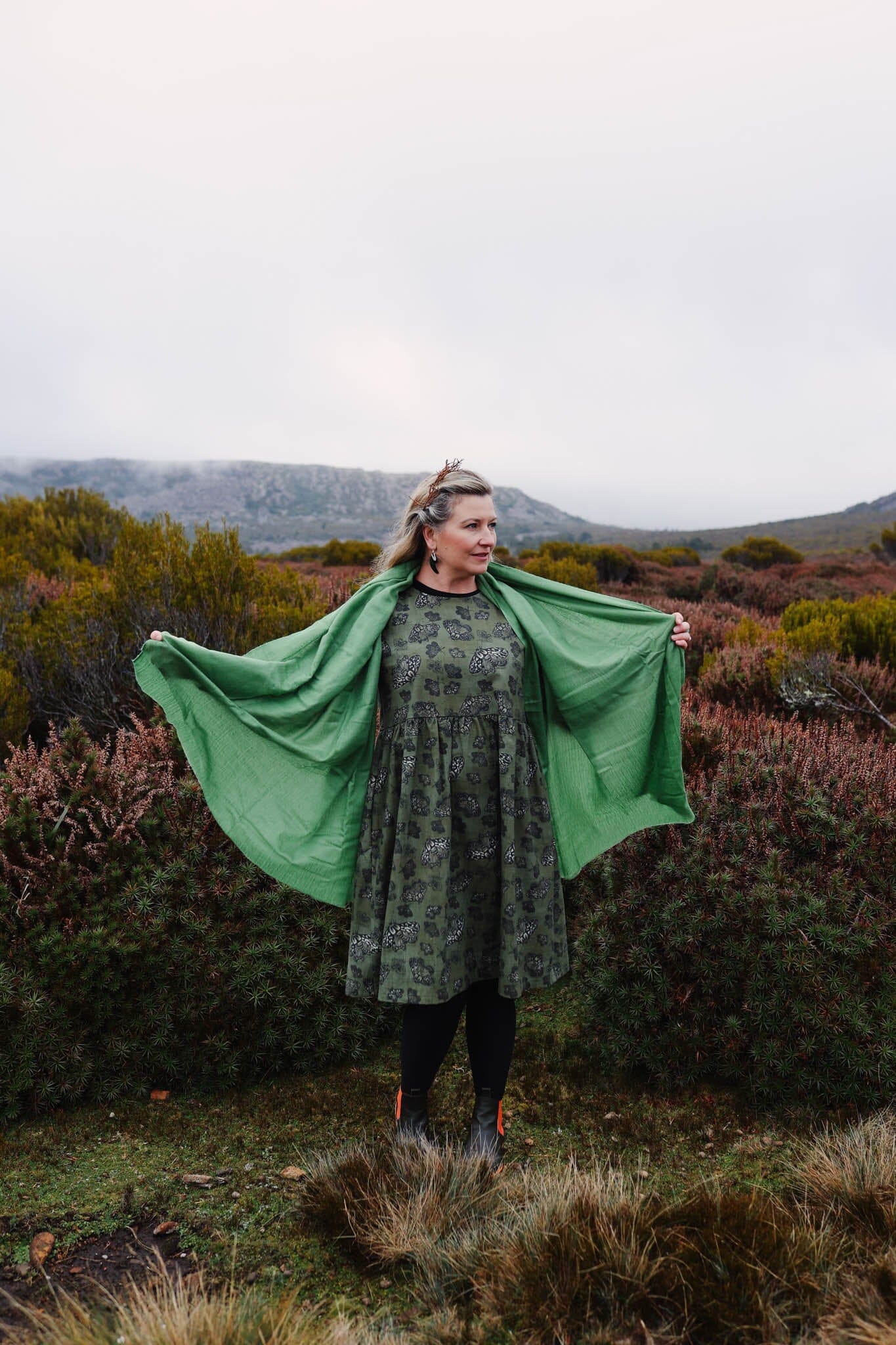 Organic Linen Peasant Dress - Moss Moth Dresses The Spotted Quoll 