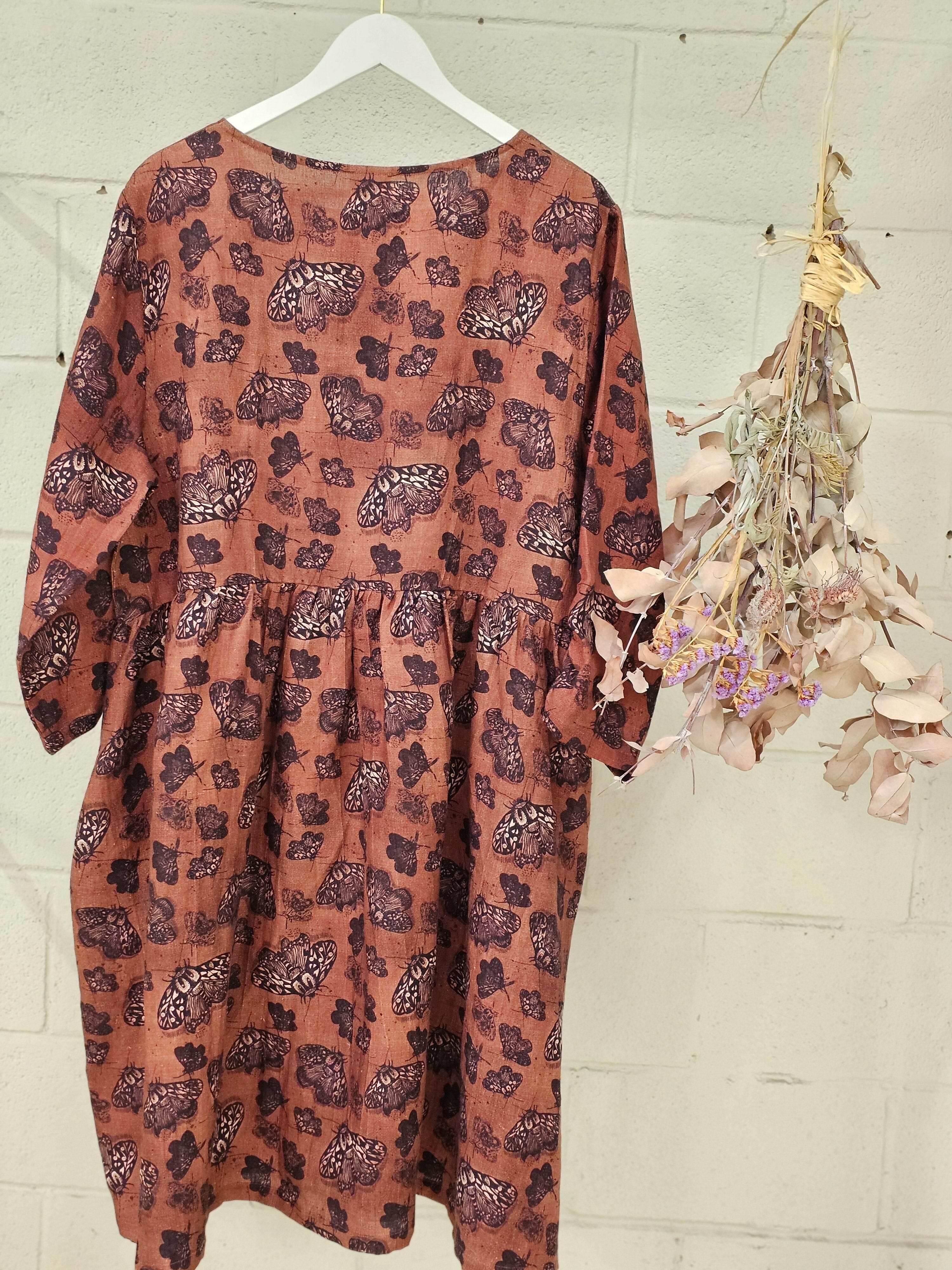 Organic Linen Peasant Dress - Cocoa Moth Dresses The Spotted Quoll 