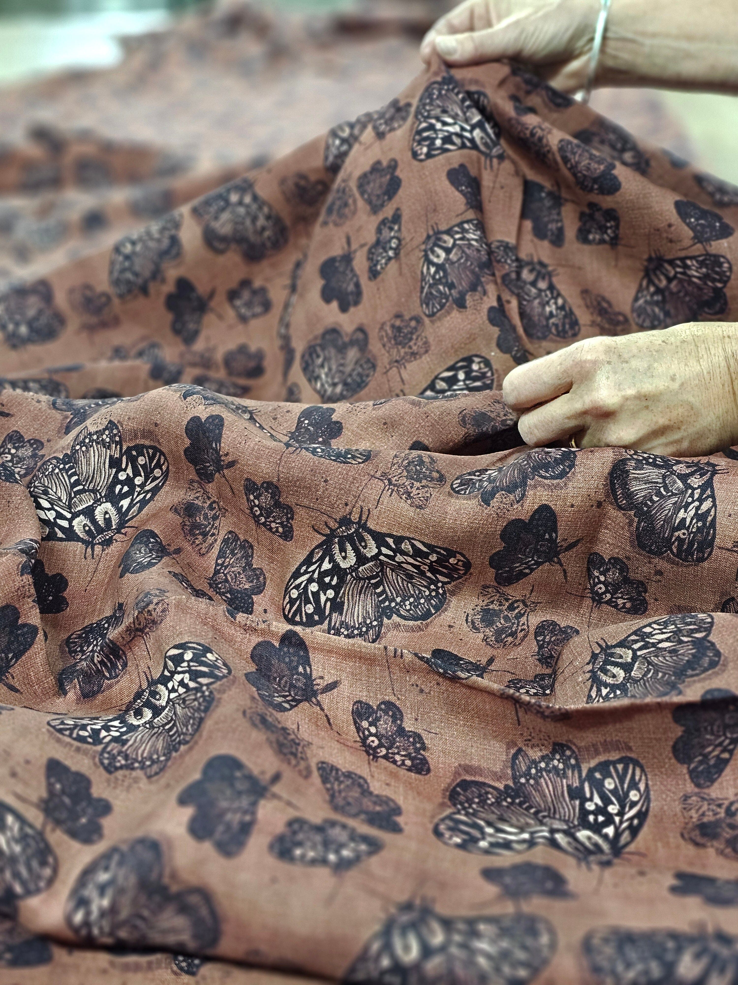 Fabric Organic Linen Hemp - By The Metre fabric The Spotted Quoll Studio 1M Cocoa Moth 