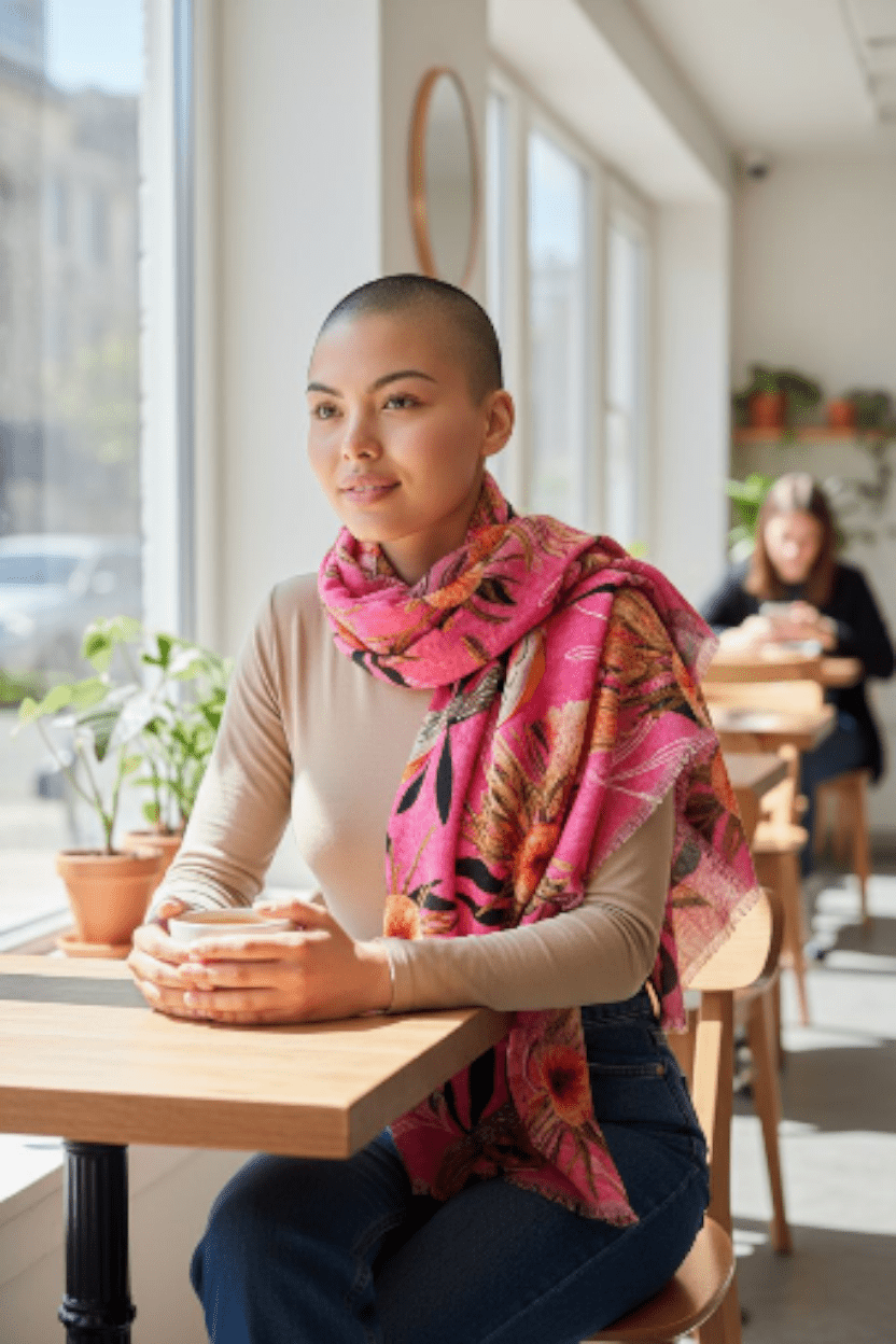 Organic Cotton Square Scarf - Pink Summer Bouquet Scarf The Spotted Quoll 
