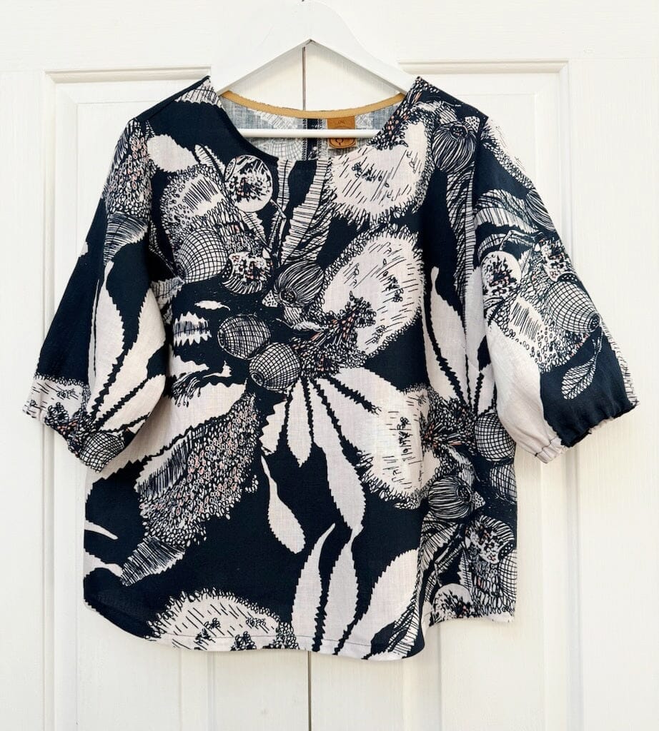 Lady Jane Organic 100% Linen Blouse - Original Sawtooth Banksia top The Spotted Quoll 
