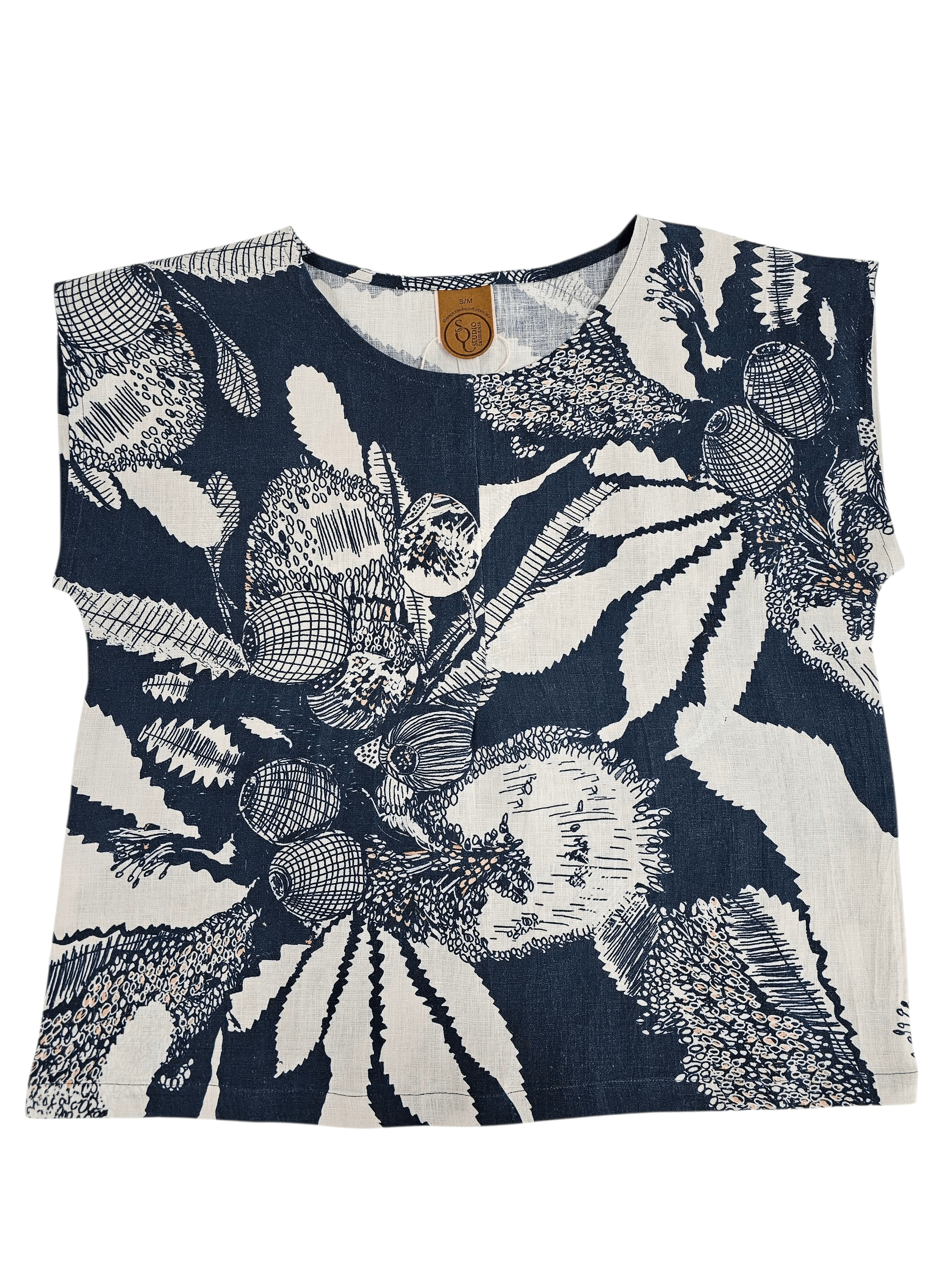 Pure Linen Mini Pleat Top - Original Sawtooth Banksia Shirts & Tops The Spotted Quoll 