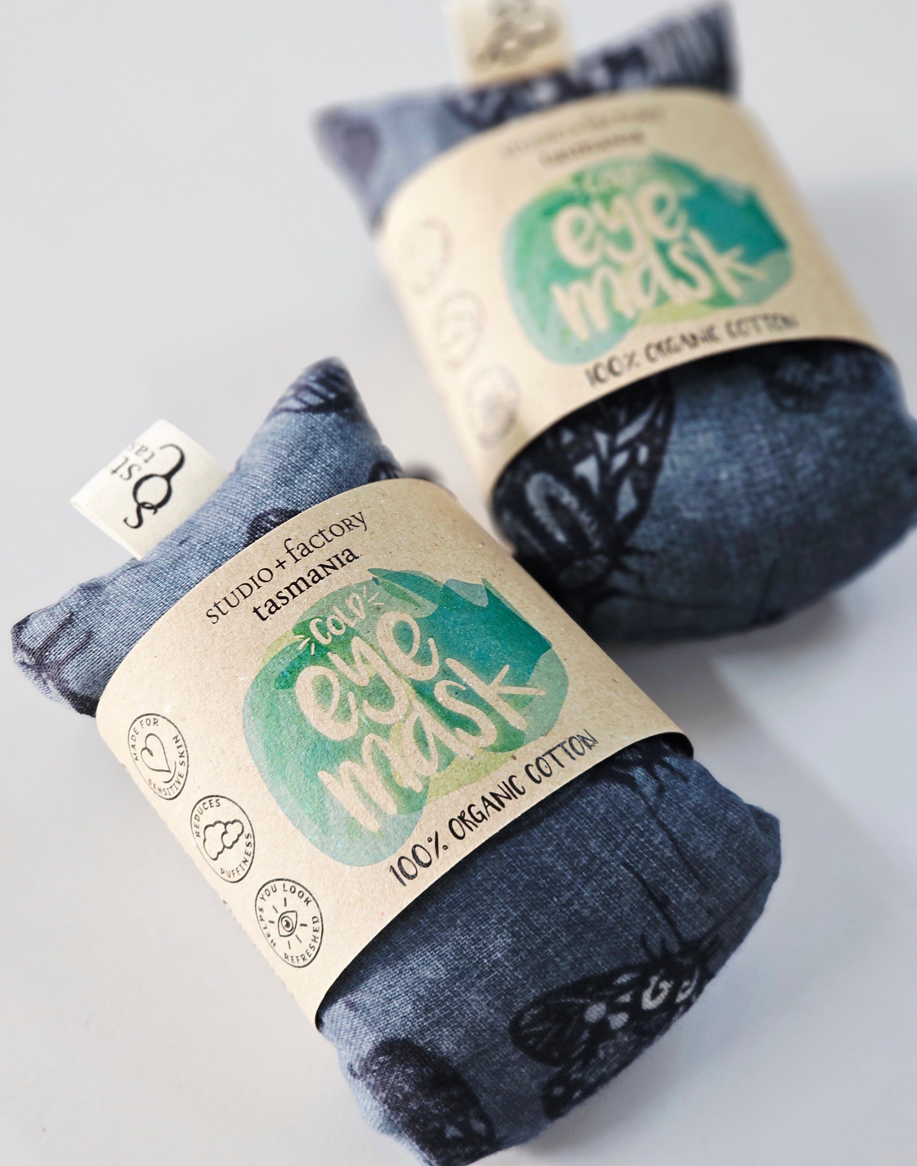 Cold Eye Mask - Relaxing & Refreshing face cloth The Spotted Quoll Slate Moth 