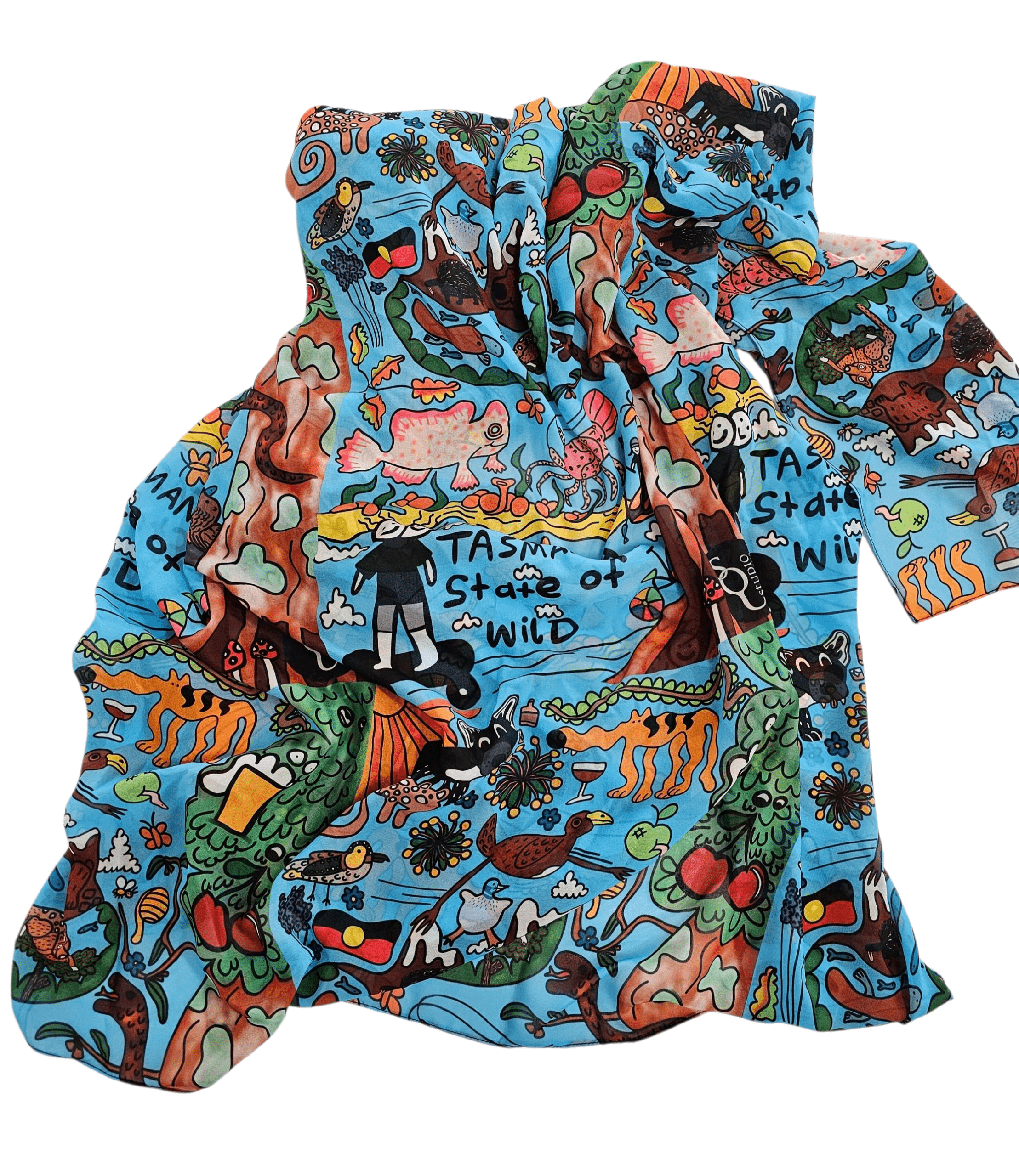 Silken Chic Scarves - Tasmania State of Wild Scarf The Spotted Quoll Studio 