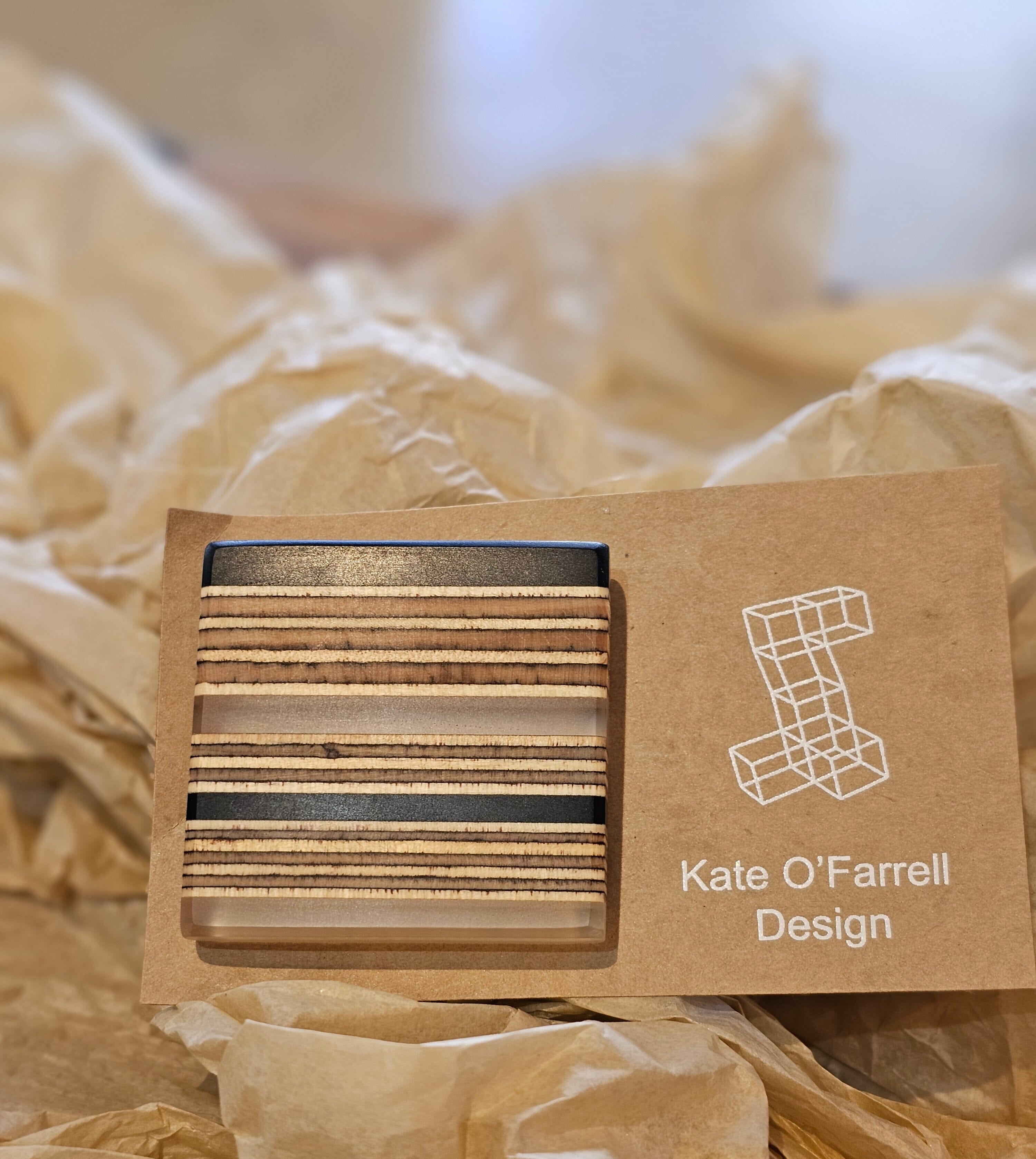 Tasmanian Timber Jewellery - Kate O'Farrell Design Bangle Kate O' Farrell Acrylic & Plywood Square Black 