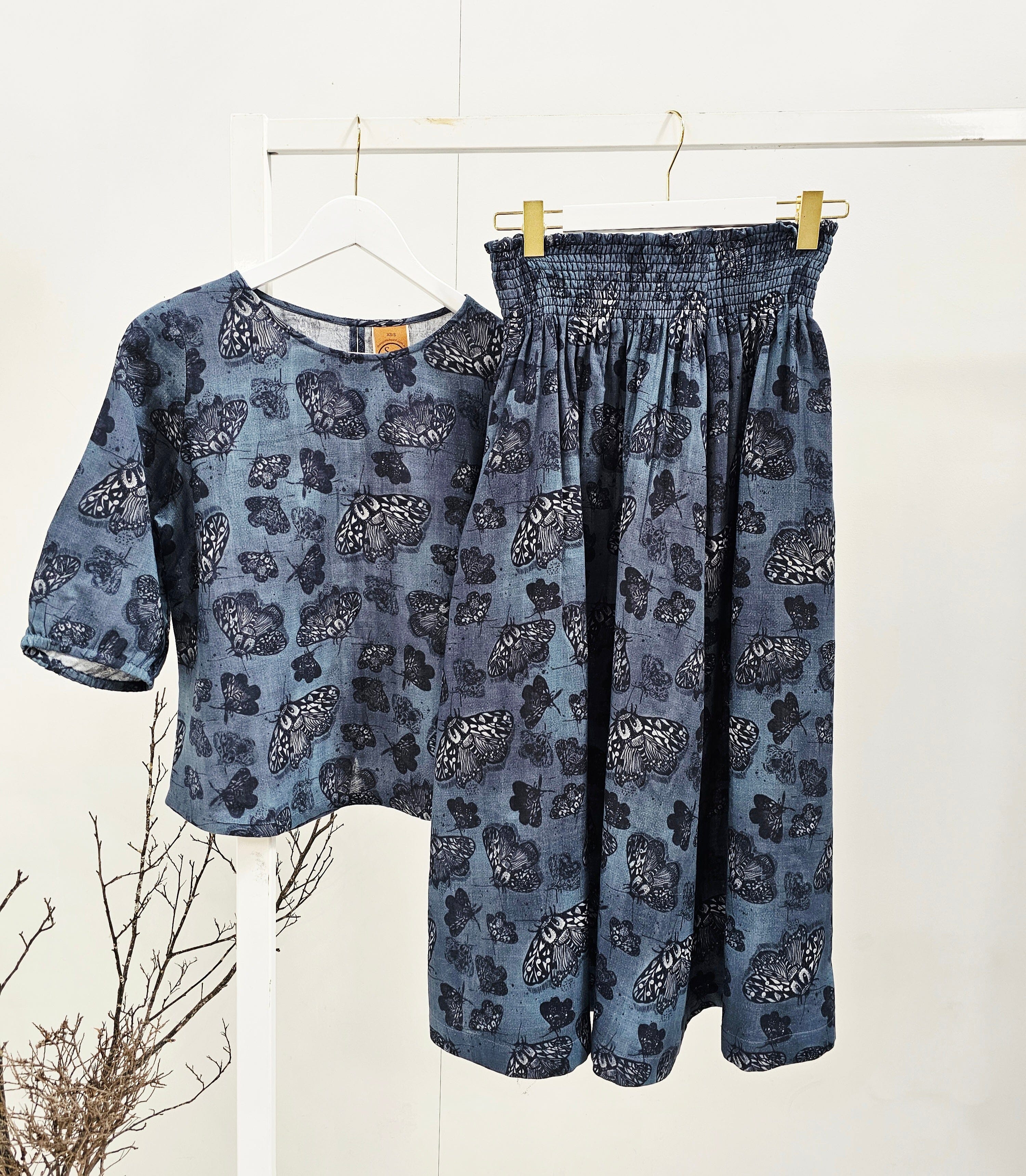 Lady Jane Organic Cotton DM Blouse - Slate Moth top The Spotted Quoll 