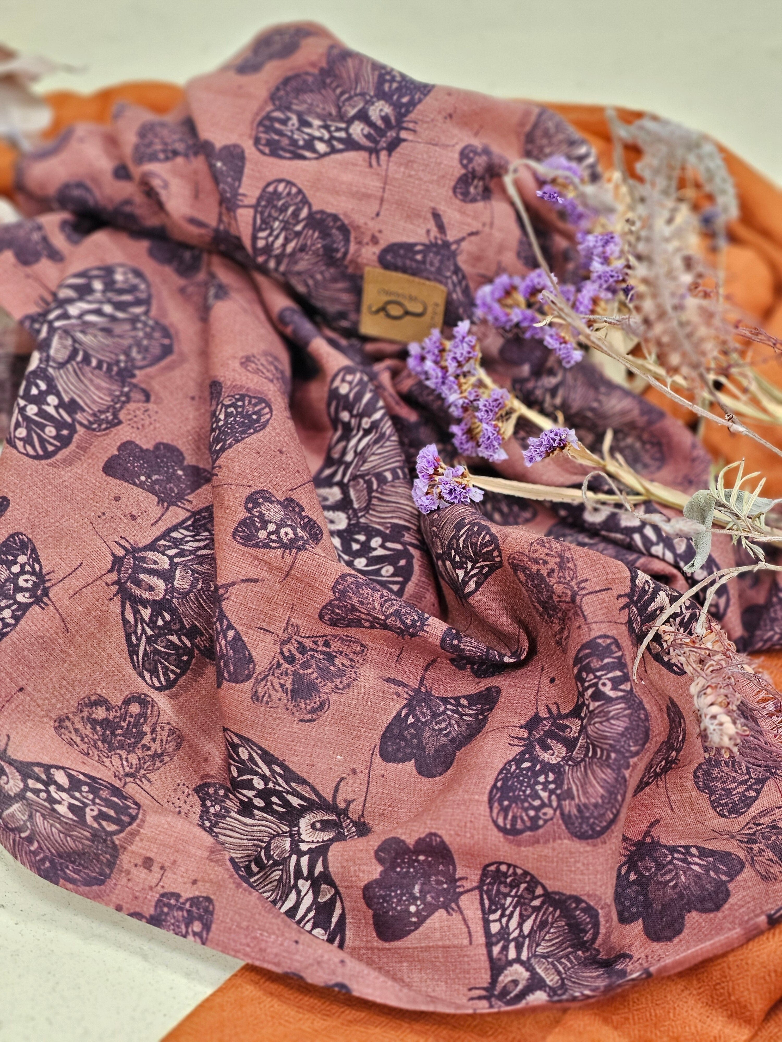 Organic Cotton Square Scarf - Cocoa Moth Scarf The Spotted Quoll 
