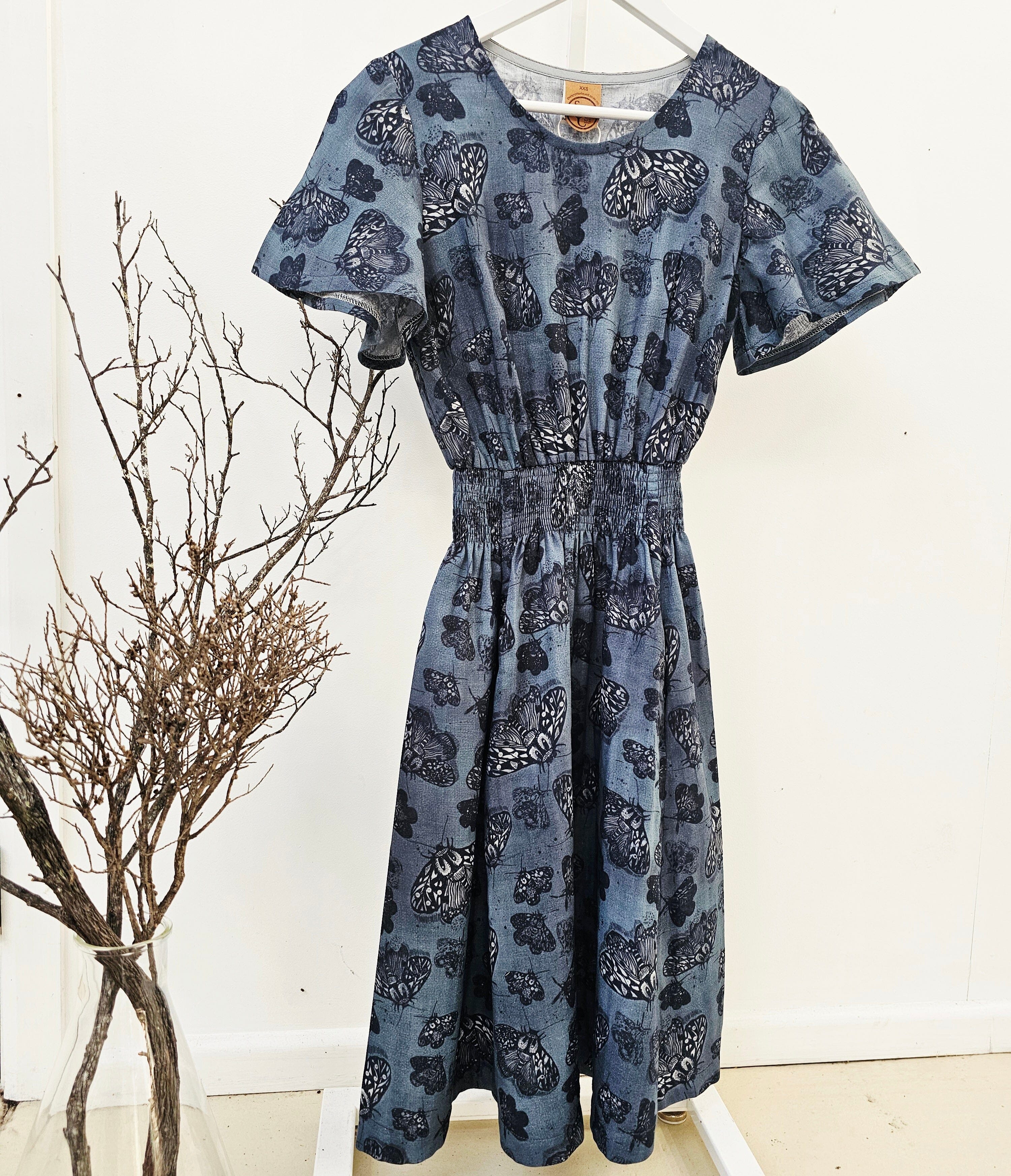 French Girl Sundress Organic Cotton - Slate Moth Dress The Spotted Quoll 