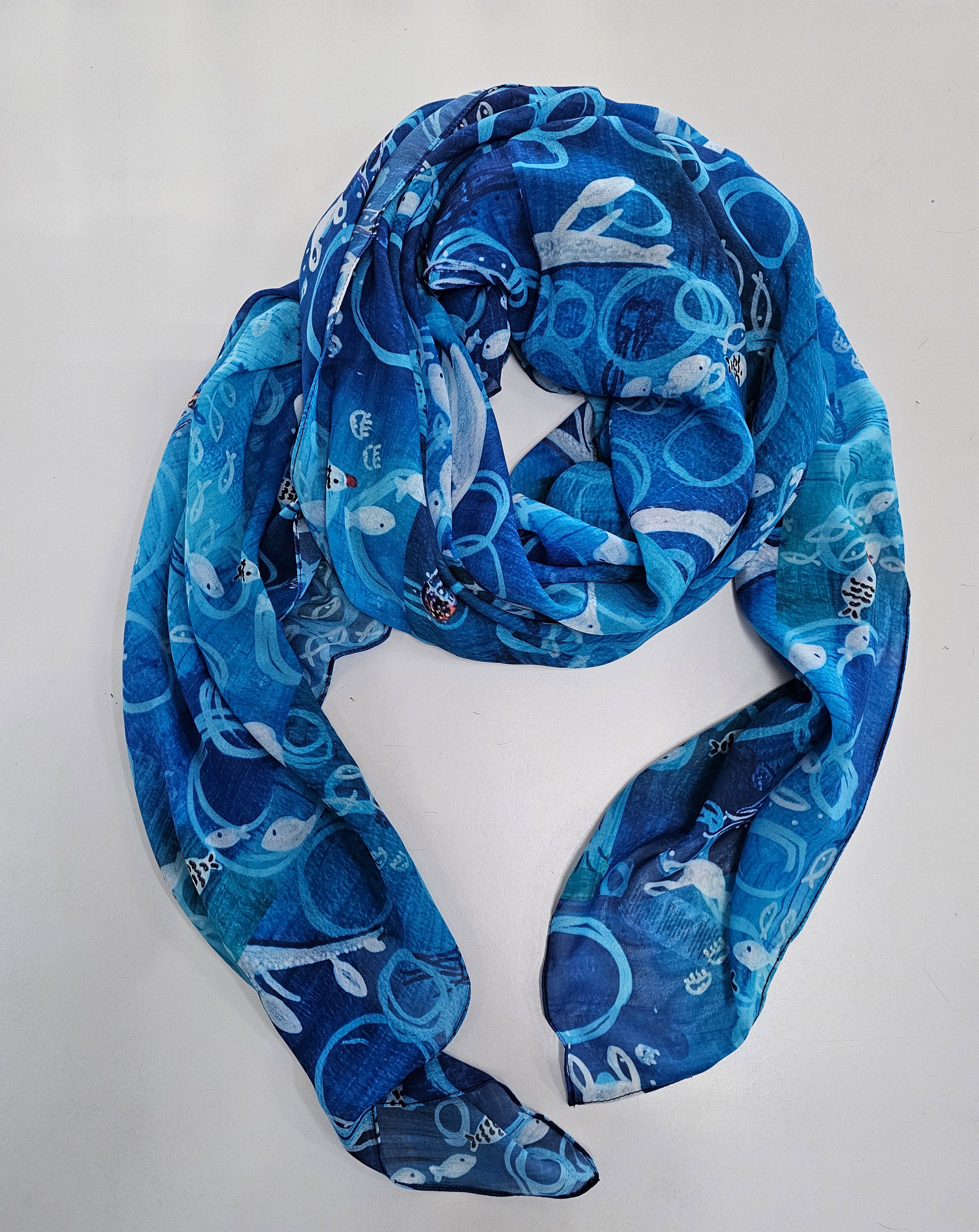Silken Chic Scarves - Sushi Sea Scarf The Spotted Quoll Studio 