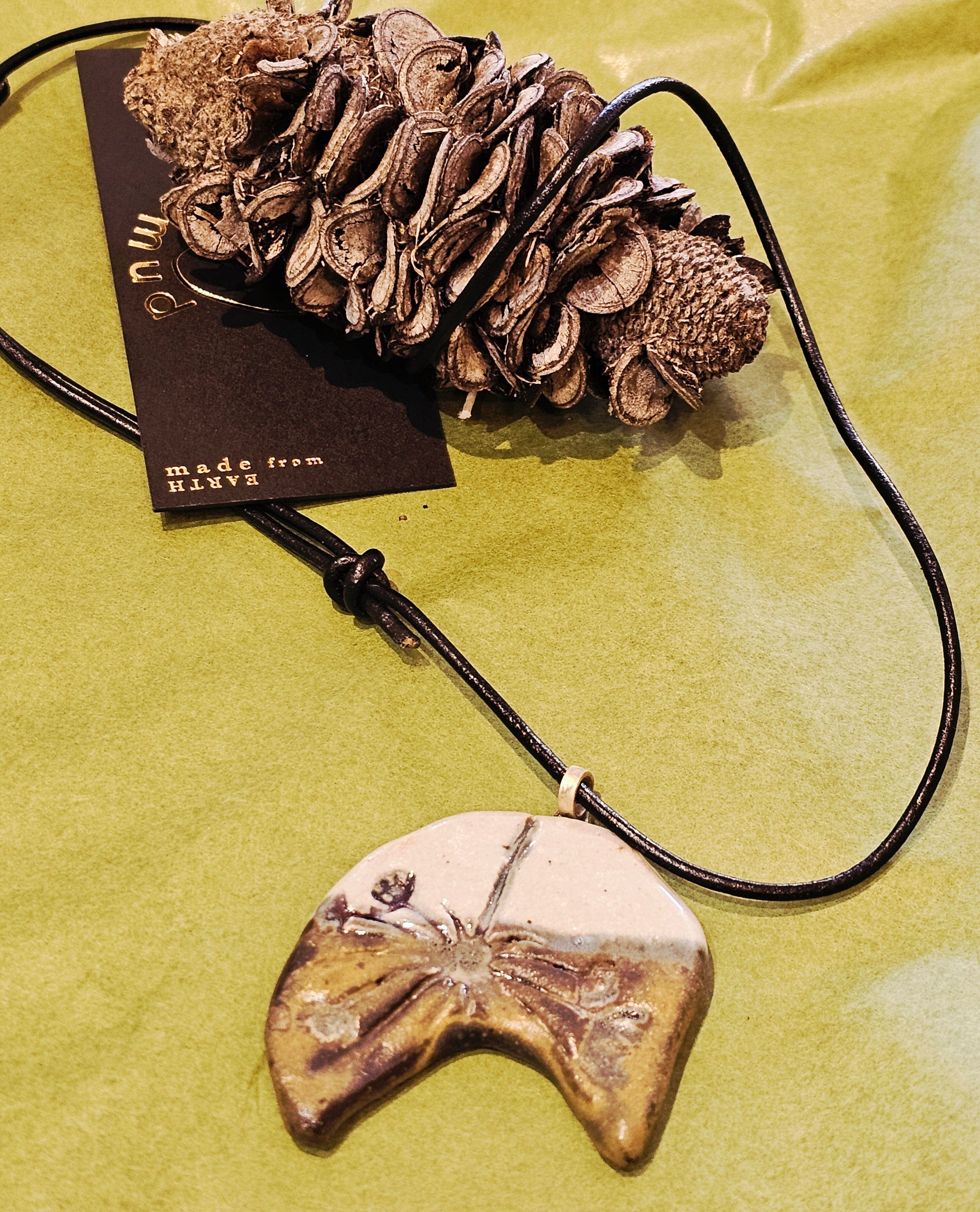 Ceramic & Silver Jewellery - Forest Floor Earrings Jillian Jak & Meek Mud Adjustable Foliage Necklace 