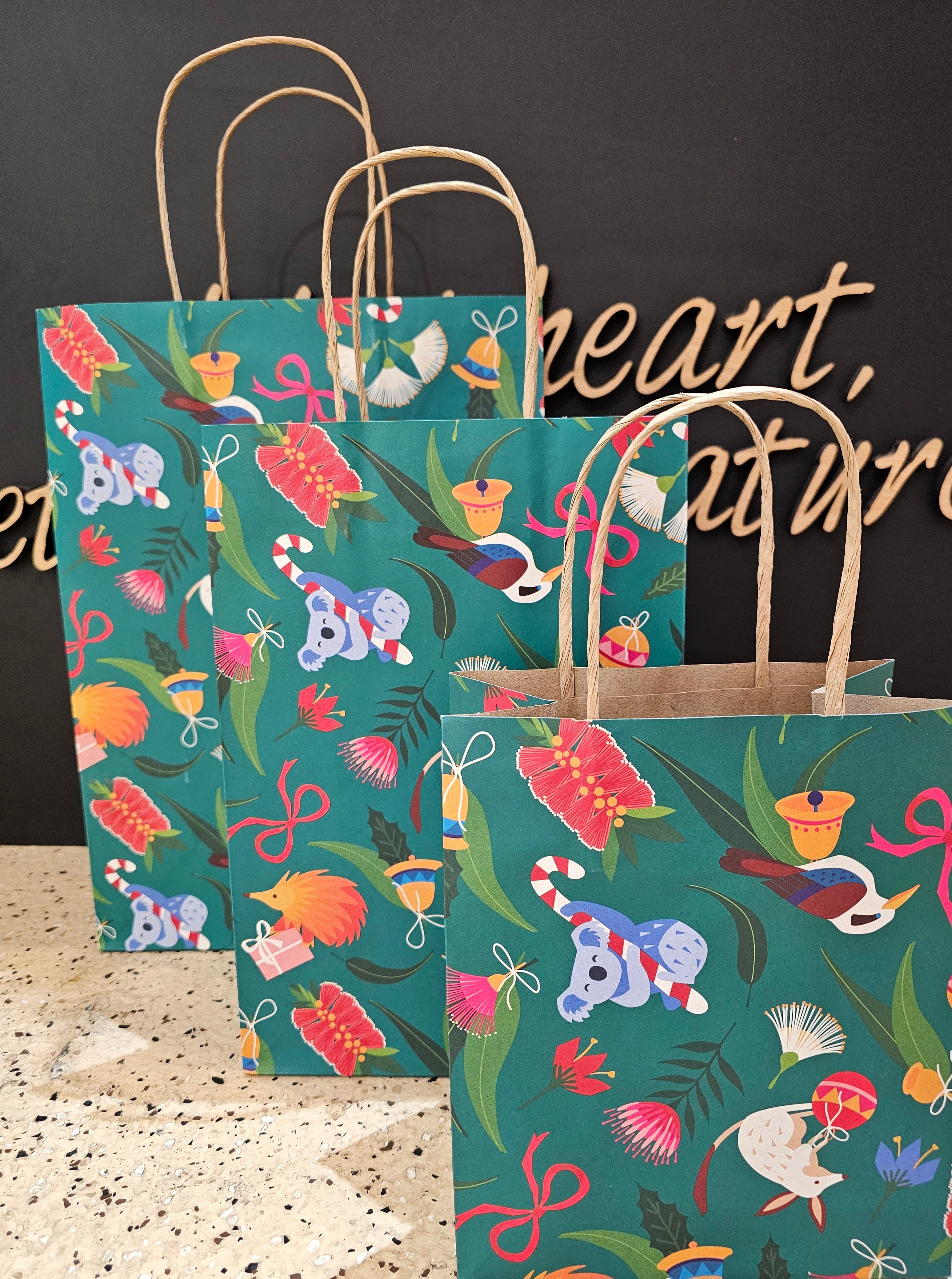 Christmas Bags - Australiana Flora & Flora gift wrap The Spotted Quoll 