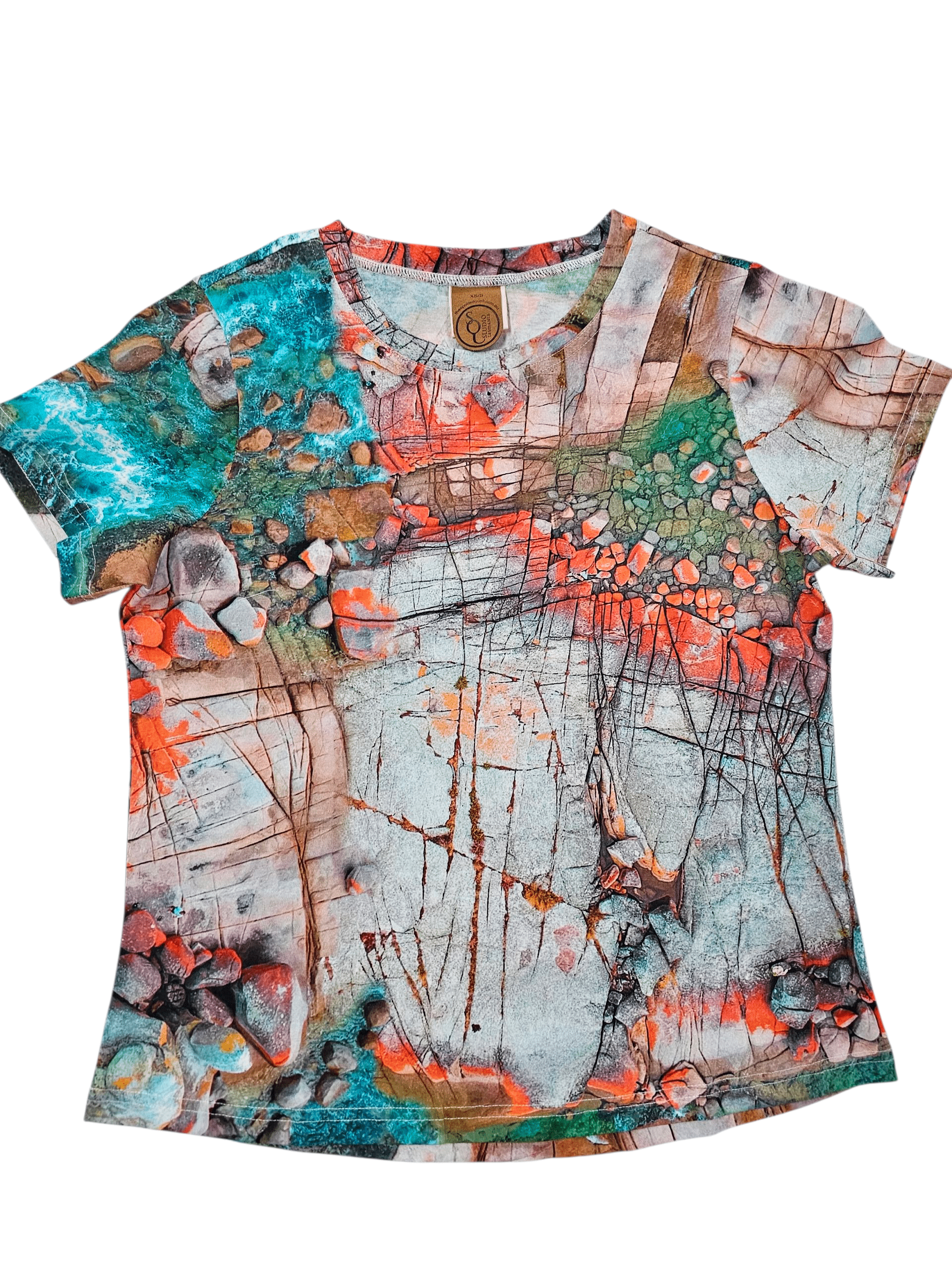 The Goodness Tee Organic Cotton Knit - Aerial Bay of Fires Tee Shirt The Spotted Quoll 