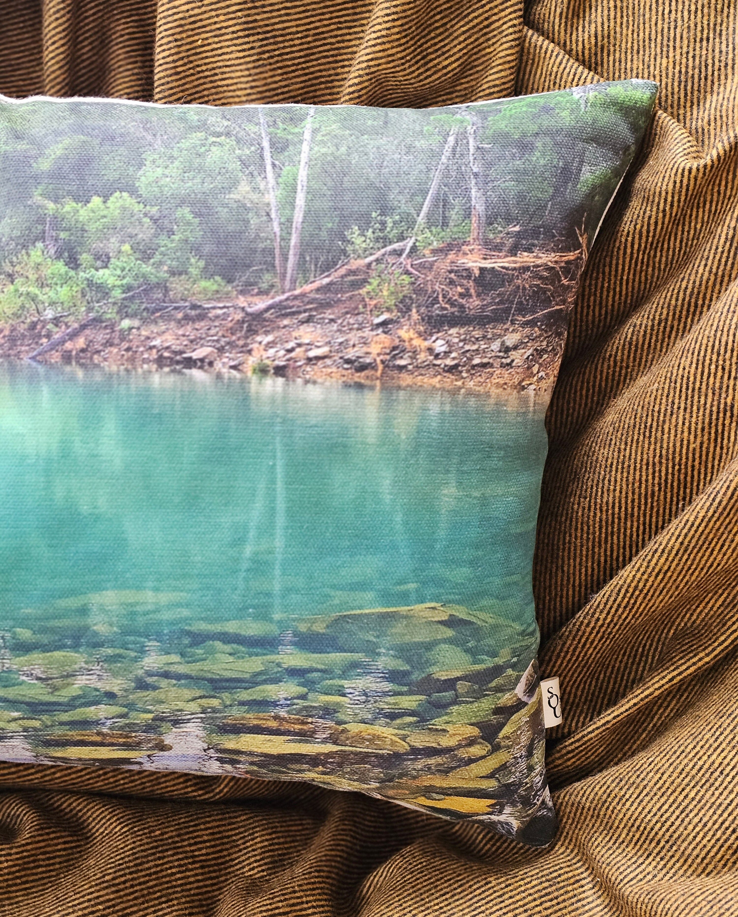 Printed Canvas Cushion - Douglas Apsley Waterhole Cushions The Spotted Quoll 