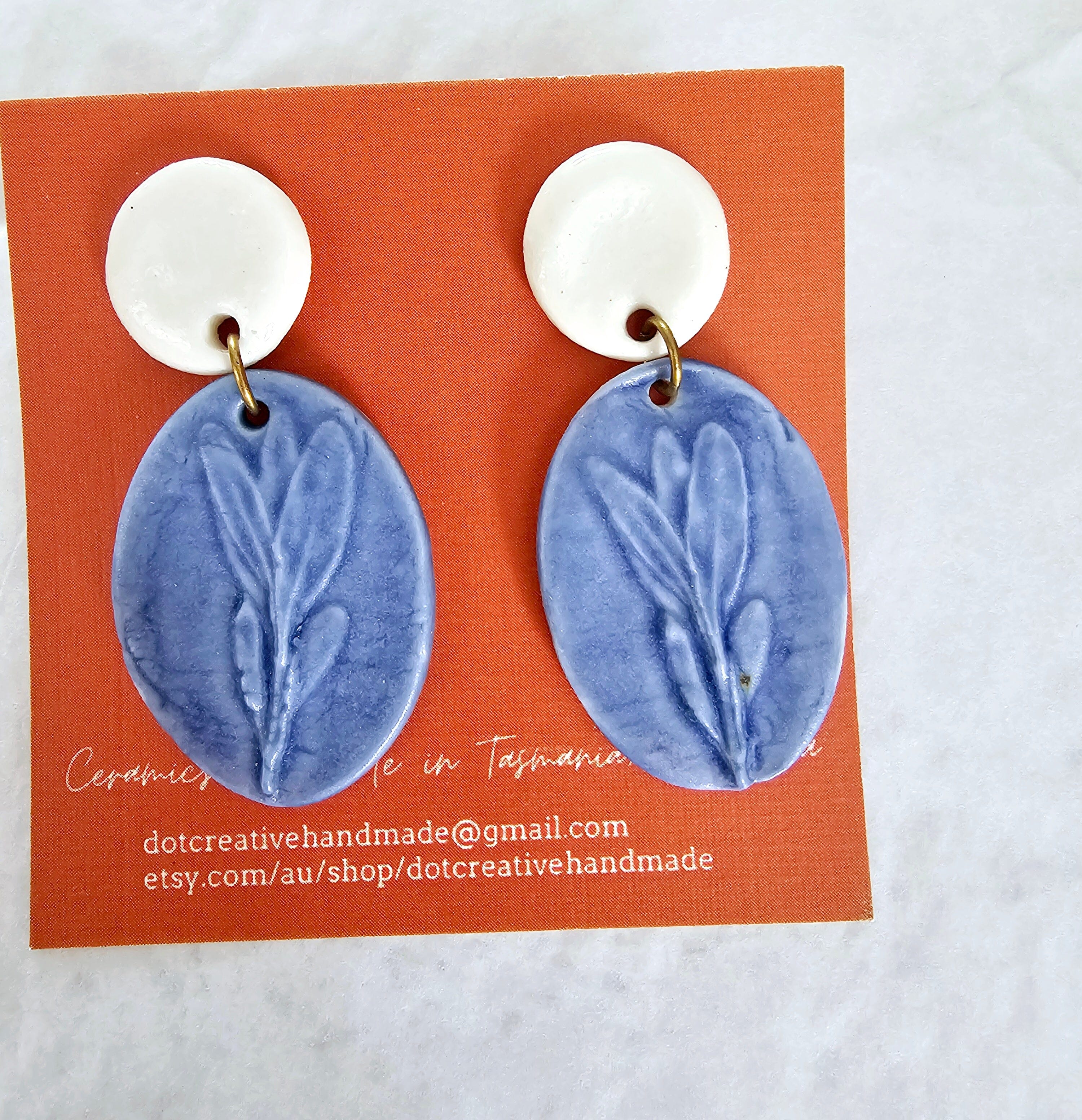 Ceramic Drop Earrings - DOT Creative Tasmania Earrings DOT creative Lavender White Drops 