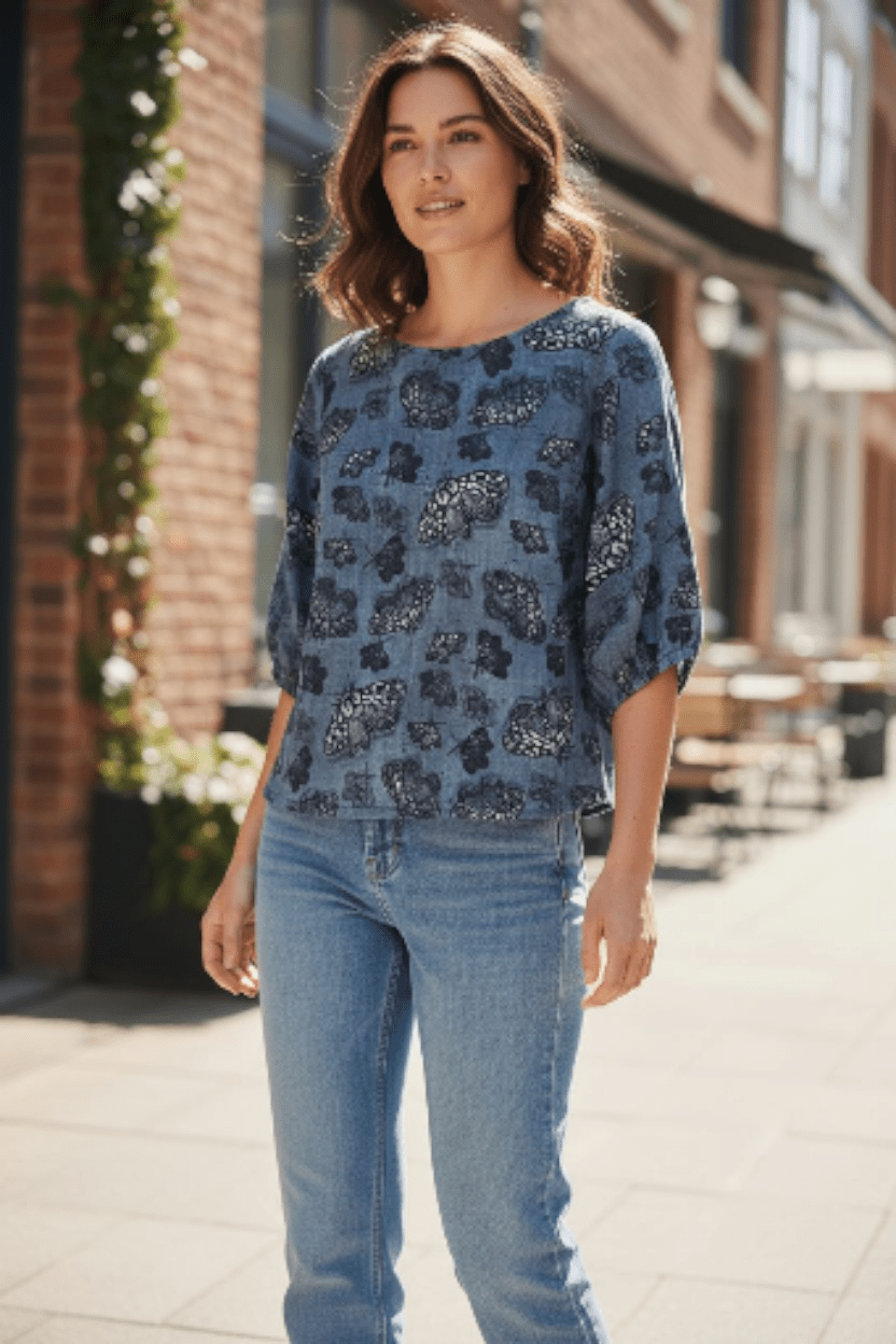 Lady Jane Organic Cotton DM Blouse - Slate Moth top The Spotted Quoll 
