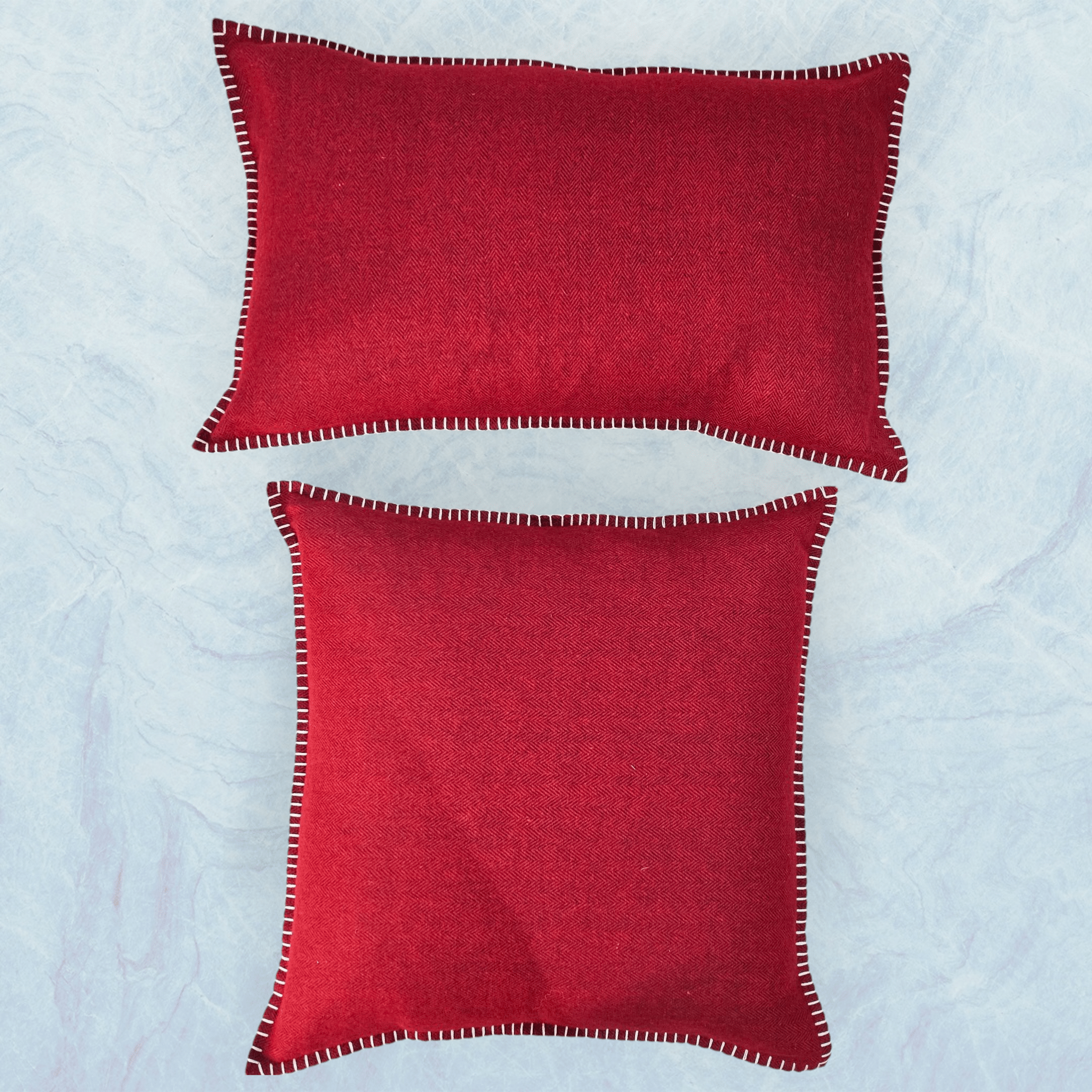 Barn Red Herringbone Organic Wool Felt Cushions Cushions The Spotted Quoll Studio 