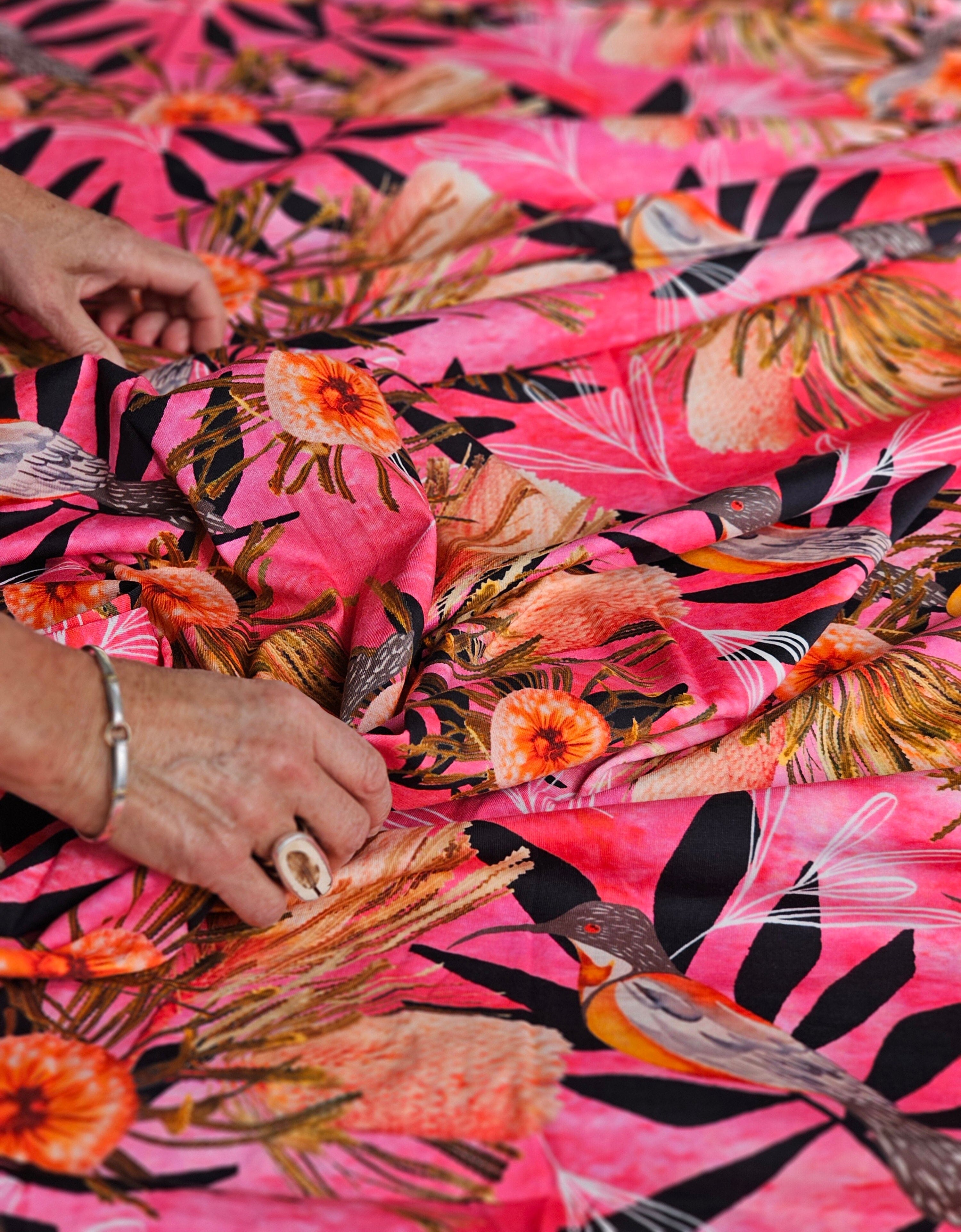 Fabric Organic Cotton Jersey Knit by the metre fabric The Spotted Quoll Studio .5m Summer Bouquet Pink 