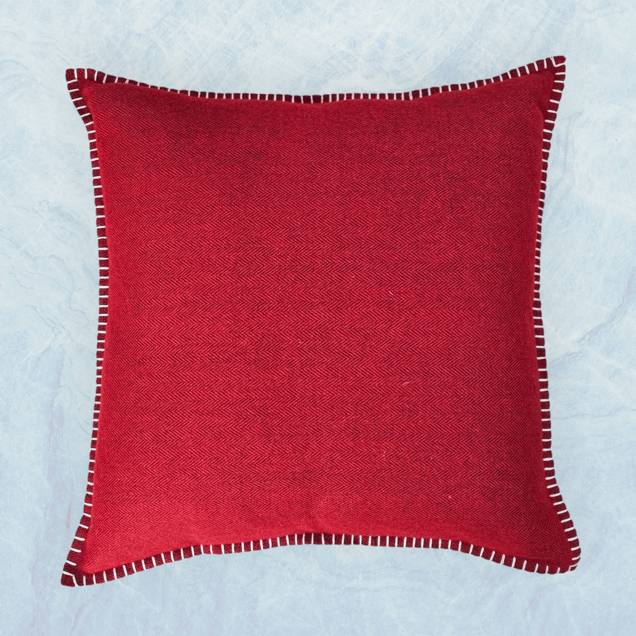 Barn Red Herringbone Organic Wool Felt Cushions Cushions The Spotted Quoll Studio 
