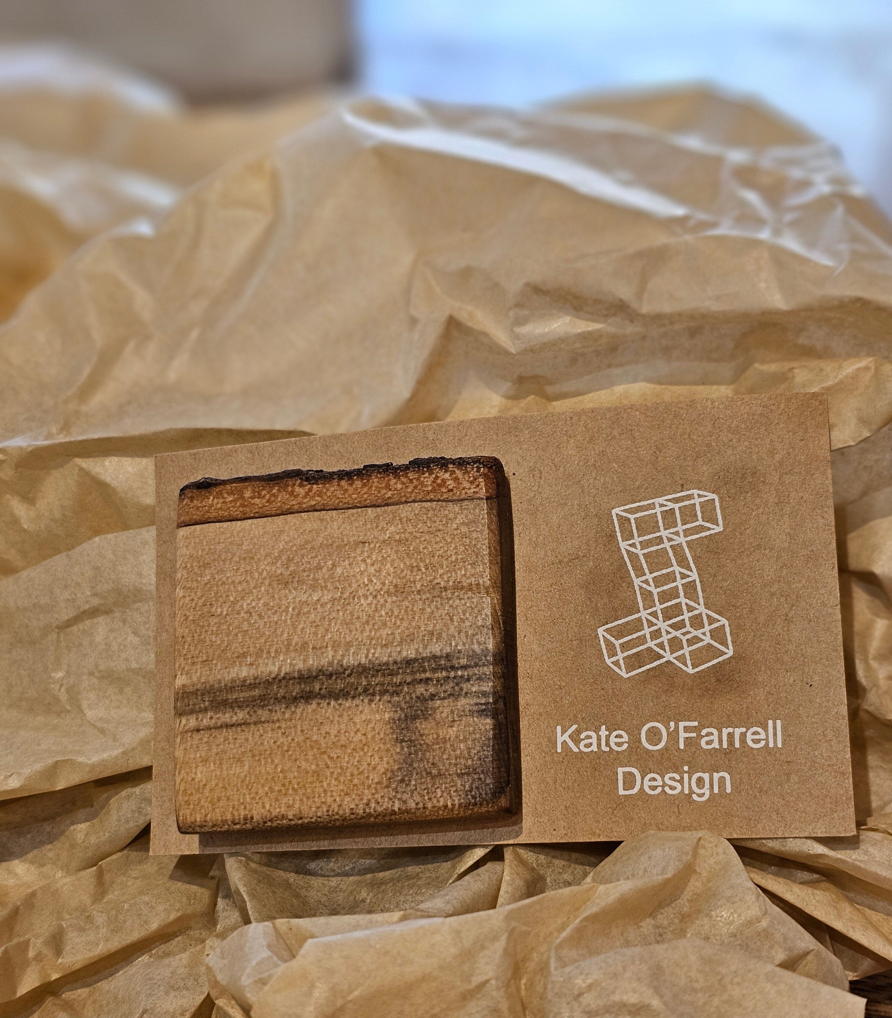 Tasmanian Timber Jewellery - Kate O'Farrell Design Bangle Kate O' Farrell Timber Square Brooch Sassafras 