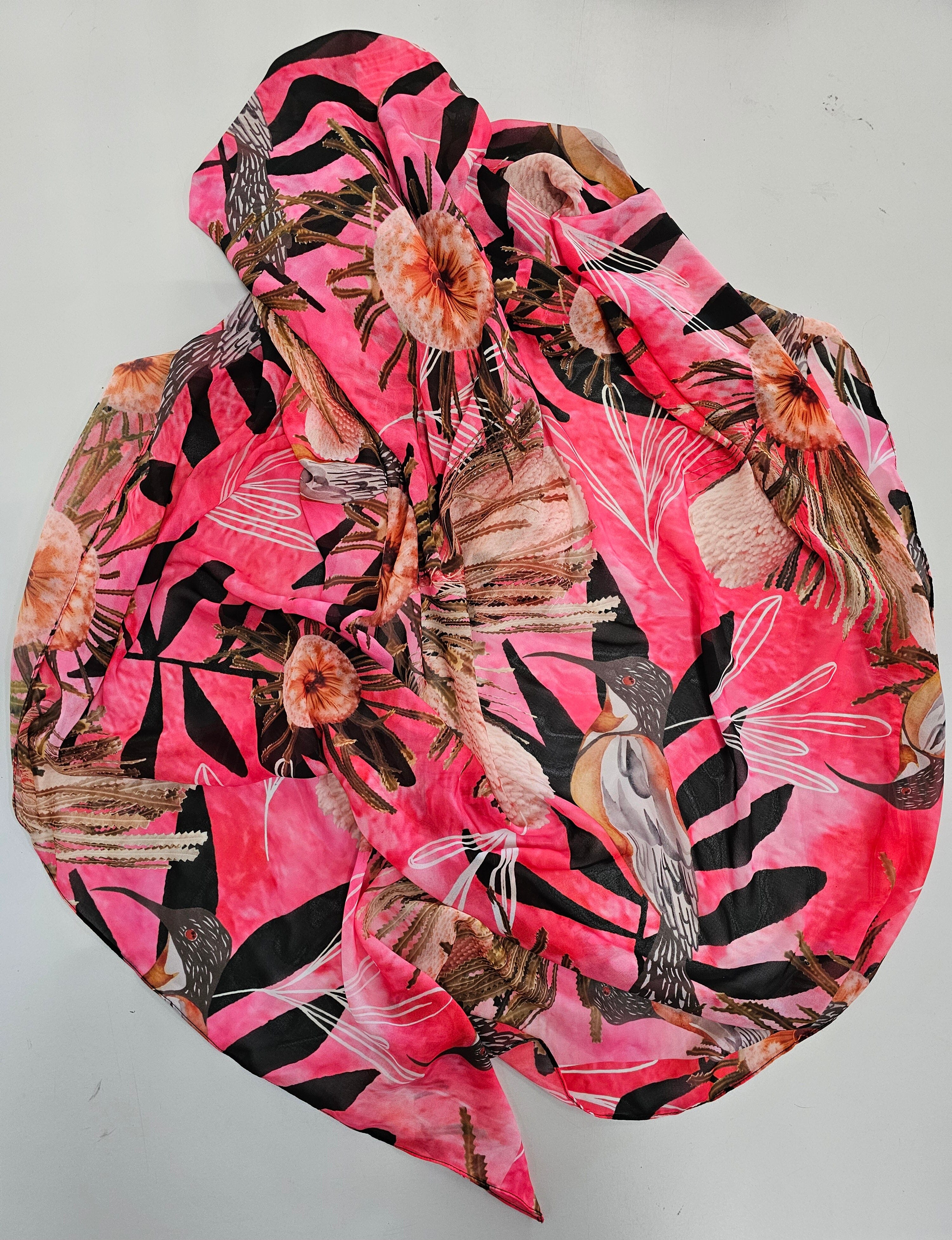 Silken Chic Scarves - Pink Summer Bouquet Scarf The Spotted Quoll Studio 