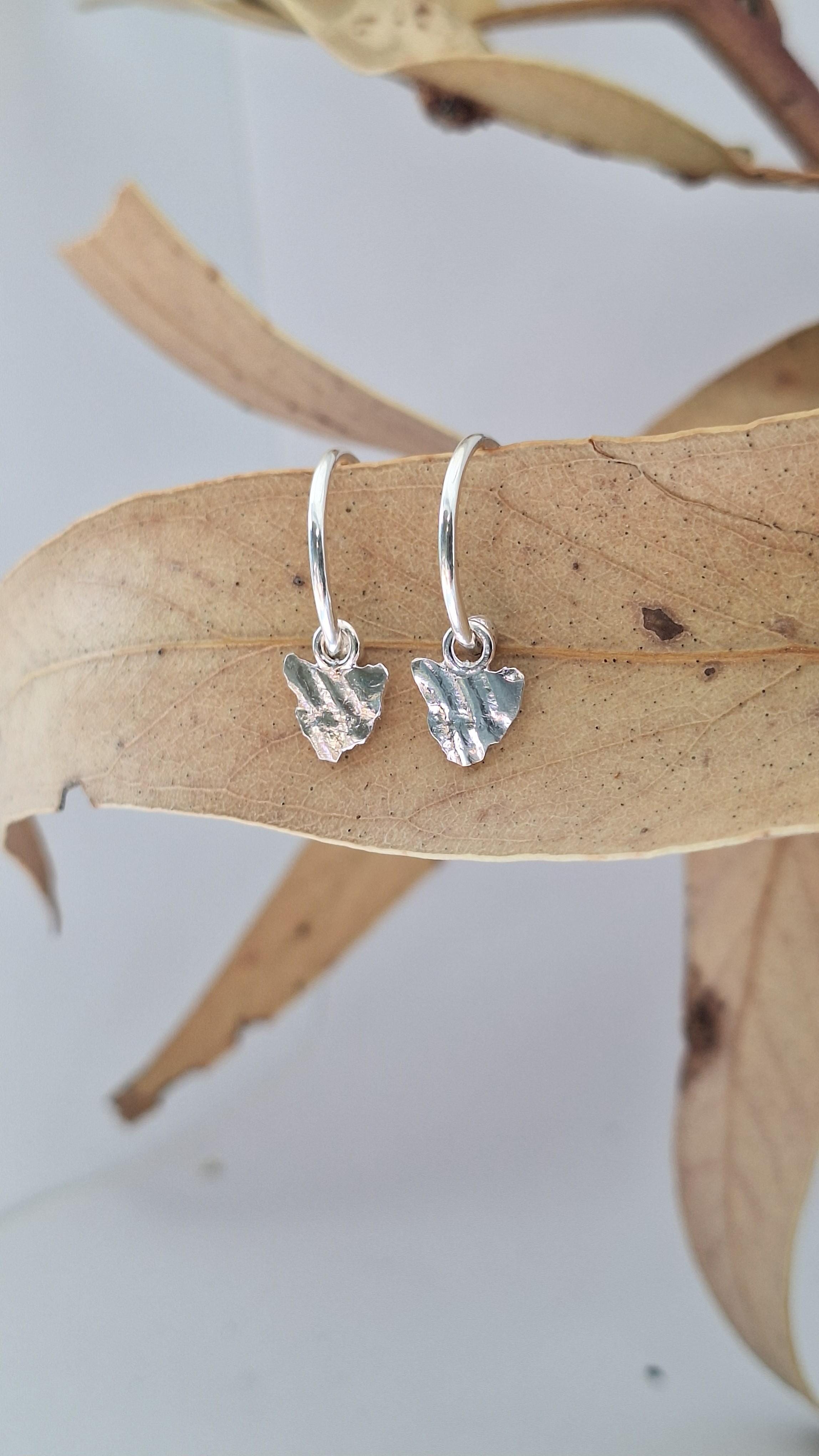 Embossed Tasmanian Silver and Brass Earrings - Hulley Jewellery Earrings Hulley Jewellery Tassie Hoop Earrings 