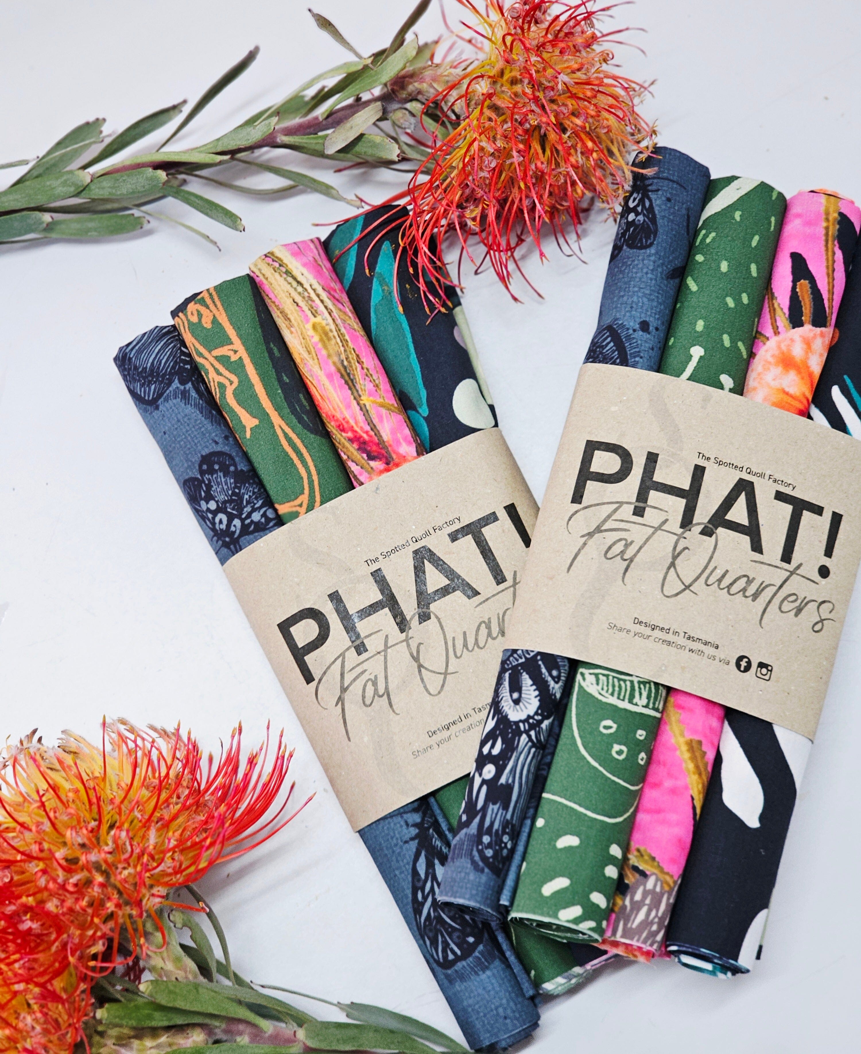 Phat Quarters - Fabric Bundle Fabric The Spotted Quoll Feather & Fungi 