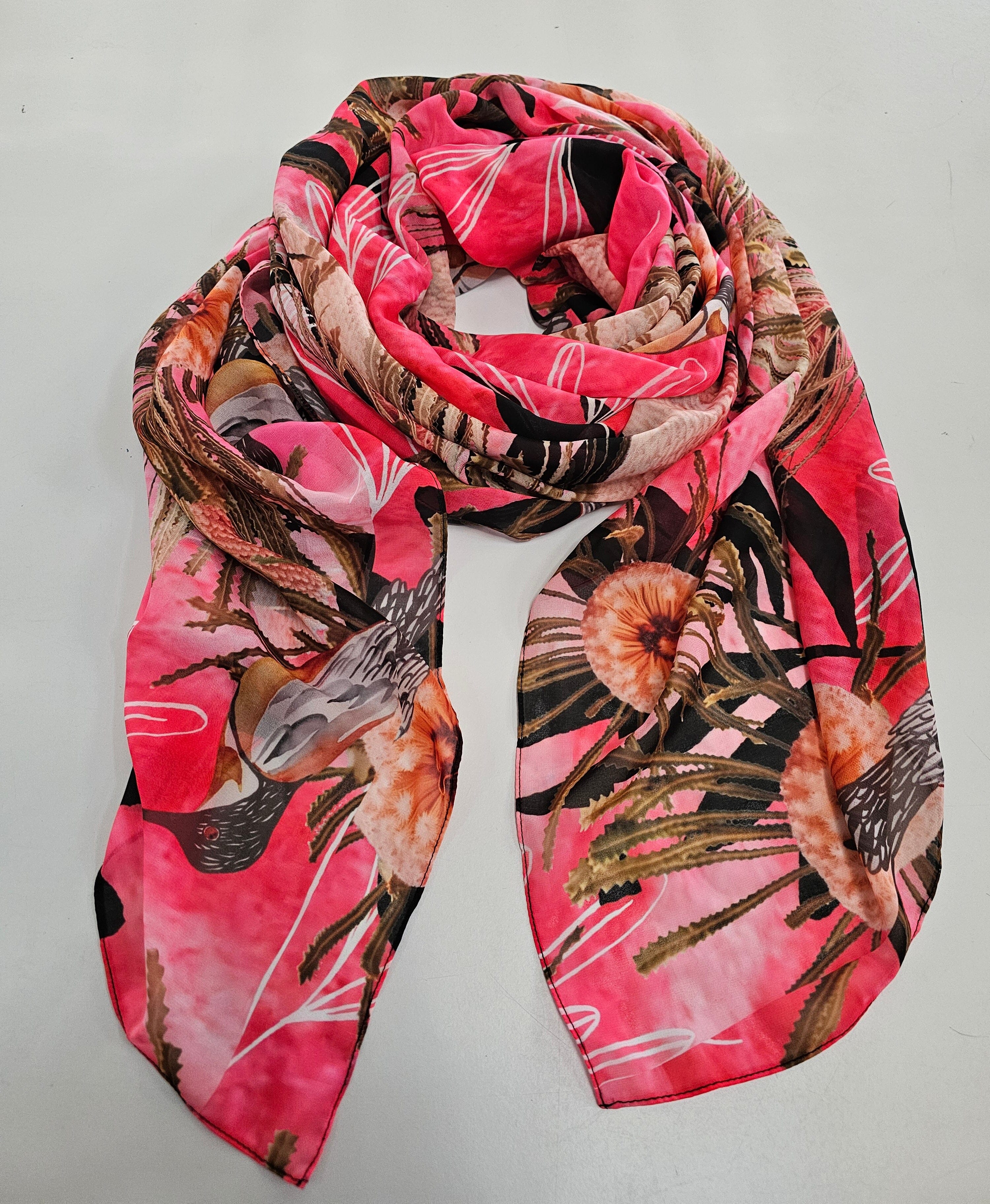 Silken Chic Scarves - Pink Summer Bouquet Scarf The Spotted Quoll Studio 