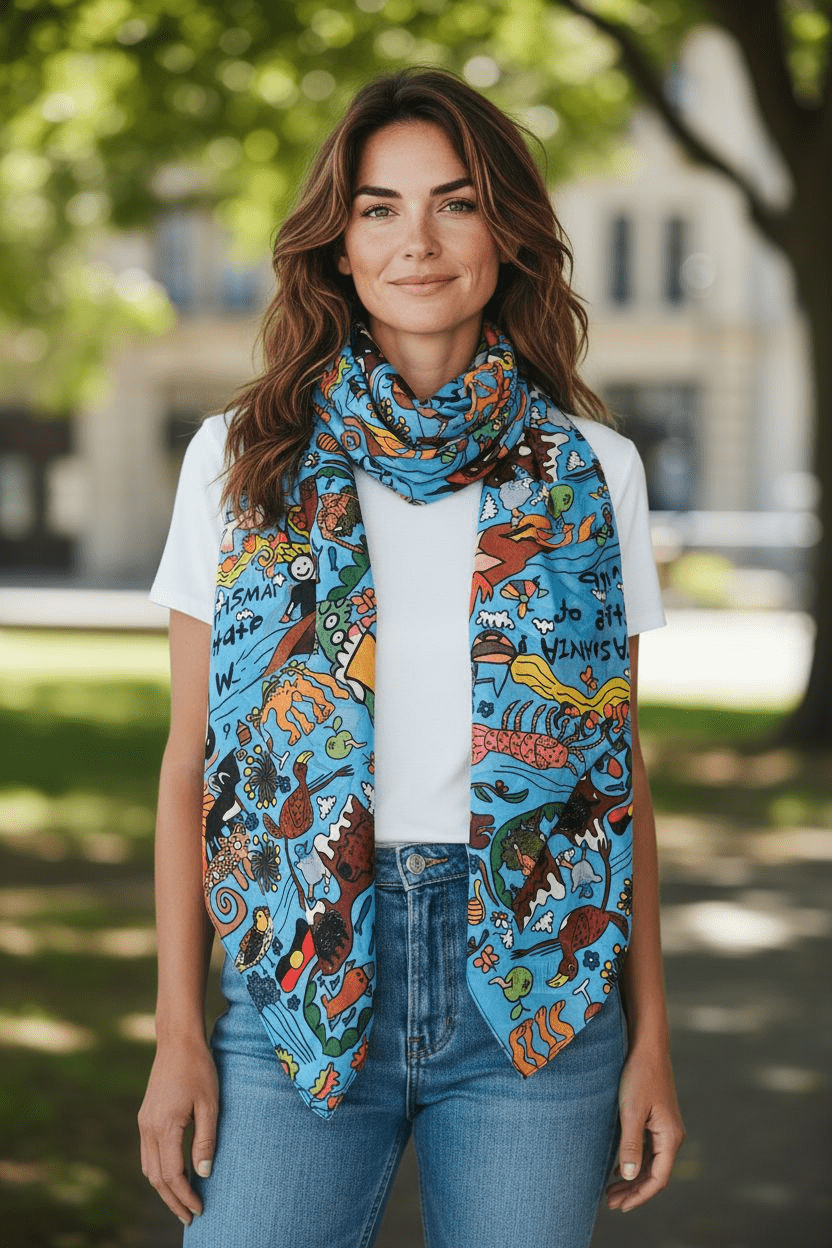Silken Chic Scarves - Tasmania State of Wild Scarf The Spotted Quoll Studio 