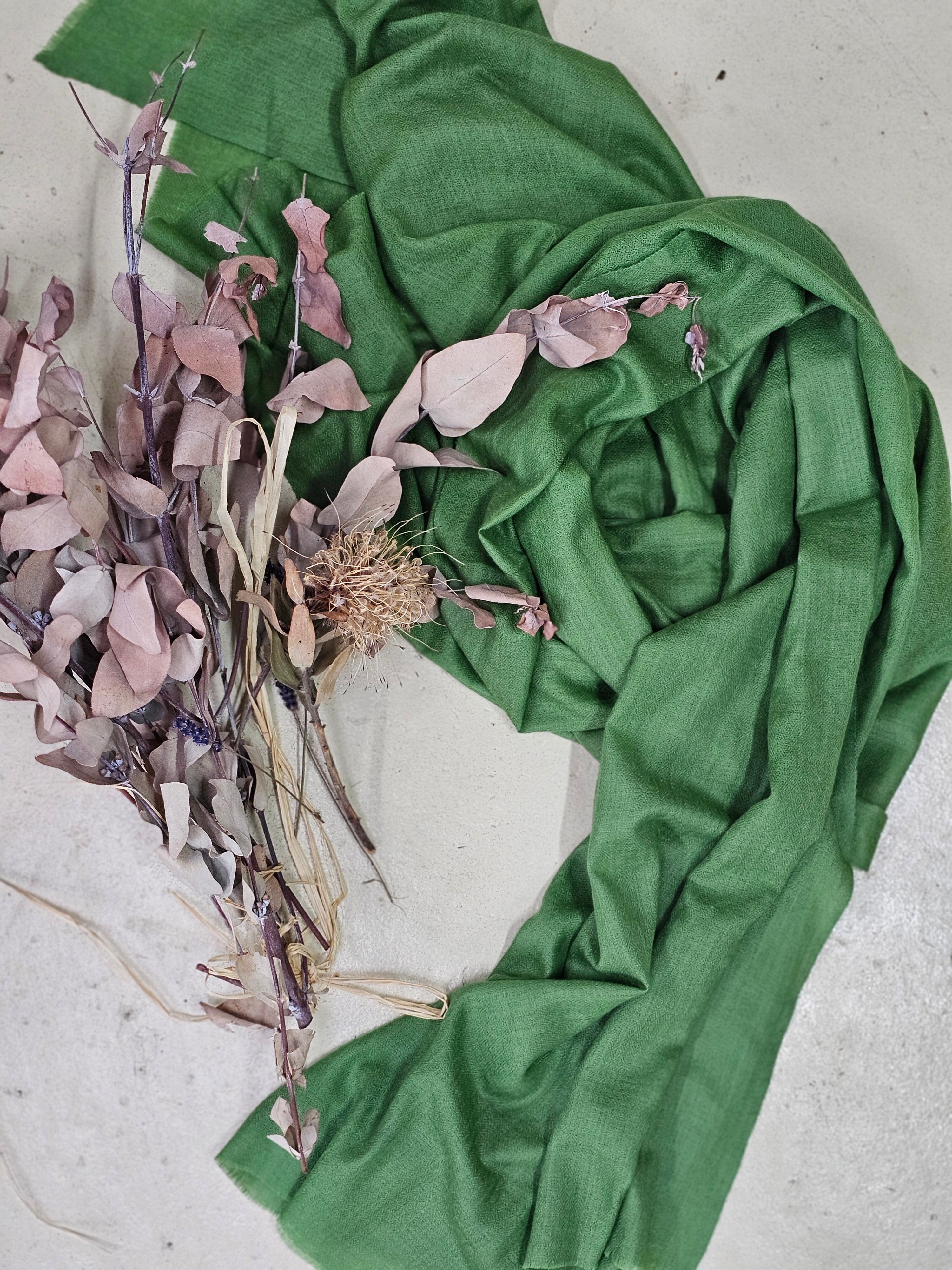 Organic Cashmere Pashmina Scarf The Spotted Quoll Moss 