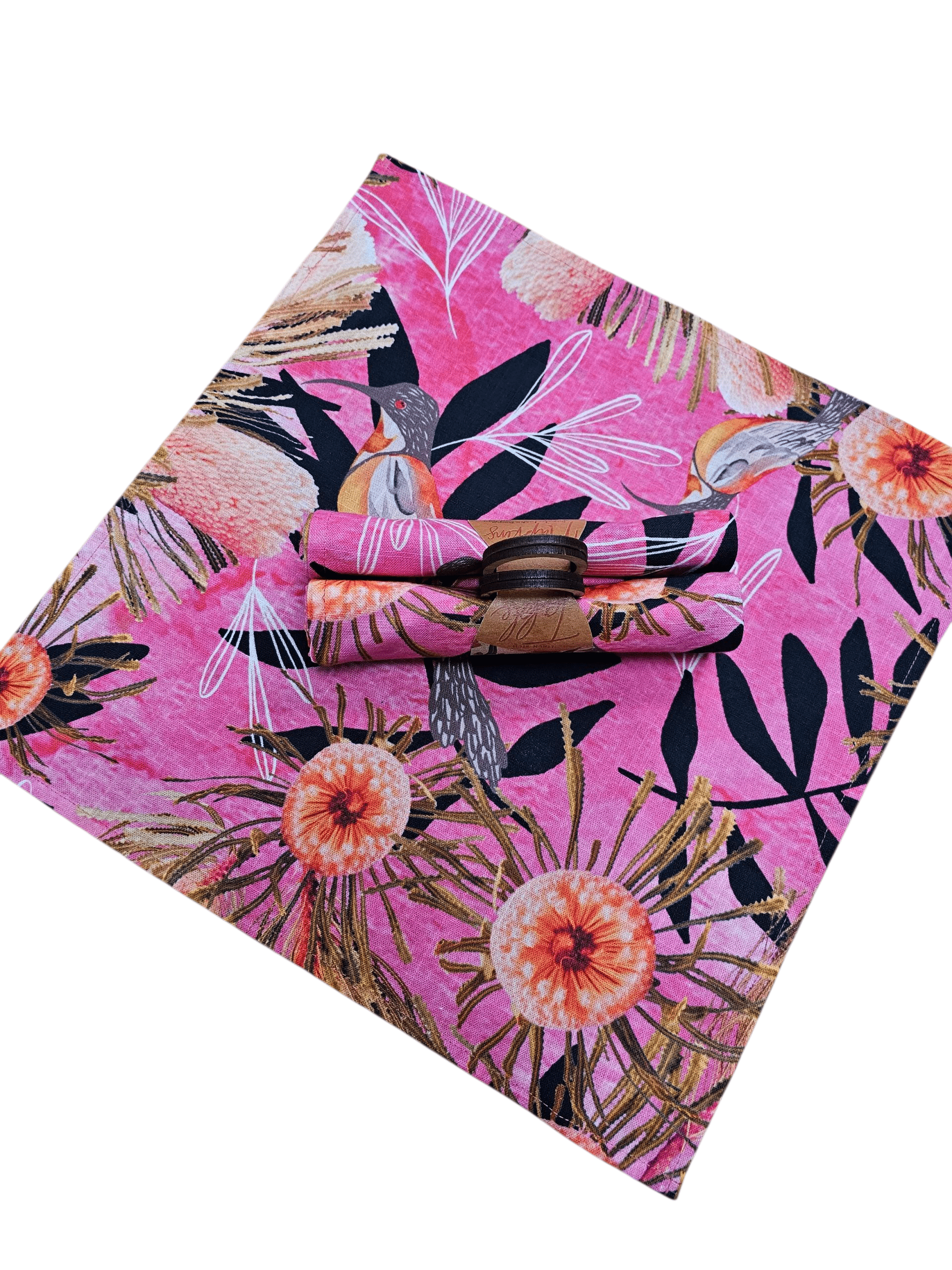 Table Napkins Linen - All Kinds table ware The Spotted Quoll Pink Summer Bouquet 4 Pack 