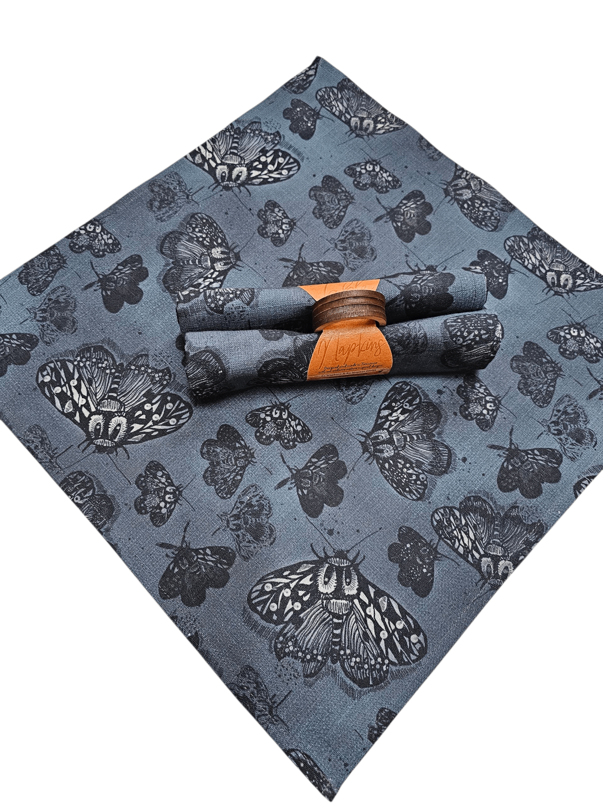 Table Napkins Linen - All Kinds table ware The Spotted Quoll Slate Moth 4 Pack 