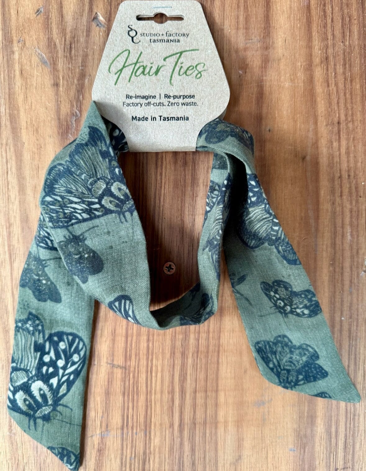 Re-imagine Hair Ribbon Hair Accessories The Spotted Quoll Organic Cotton Moss Moth 