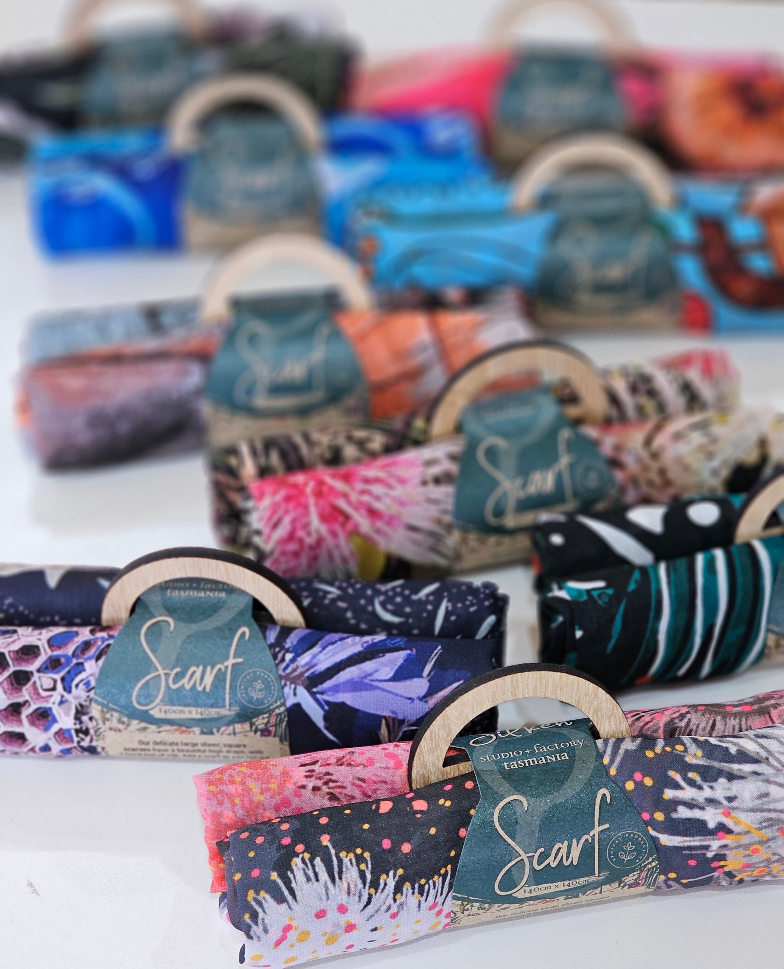 Silken Chic Scarves - Sushi Sea Scarf The Spotted Quoll Studio 