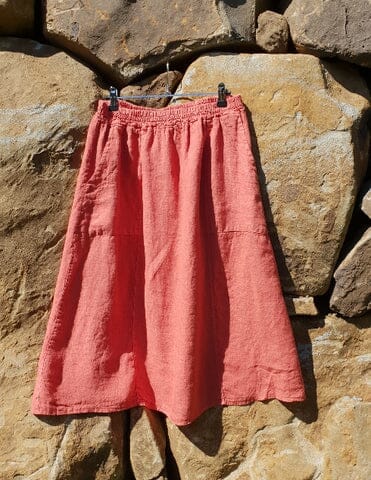 Italian Linen A-Line Skirt Skirt Etika Salmon O/S 