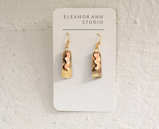 Recycled Copper & Brass Earrings - Eleanor Ann Earrings Eleanor Ann Brass Squiggle Brass Hooks 