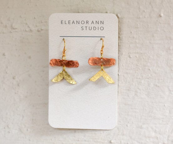 Recycled Copper & Brass Earrings - Eleanor Ann Earrings Eleanor Ann Symbol Copper & Brass Brass Hooks 