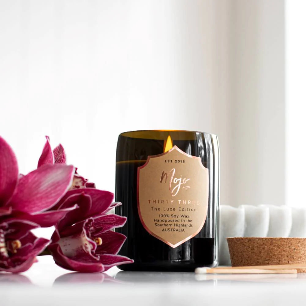 THIRTY THREE - Luxe Edition - Reclaimed Champagne Bottle Soy Wax Candle Candles Mojo Candles 
