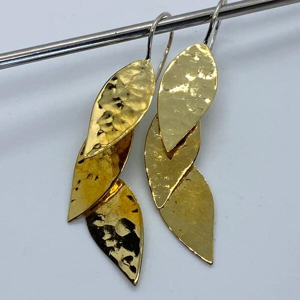 Rare & Beautiful - Leaf Earrings Earrings The rare and Beautiful Three Leaf Earrings Brass 