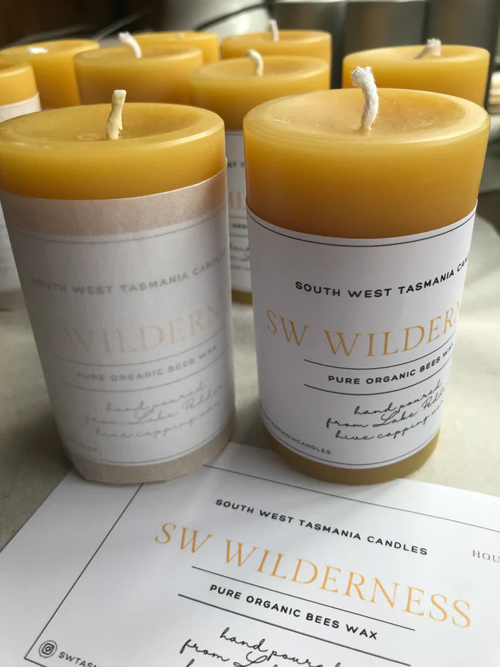 Wilderness Beeswax Candles - Large - Tasmanian Candles South West Tasmania Candles 