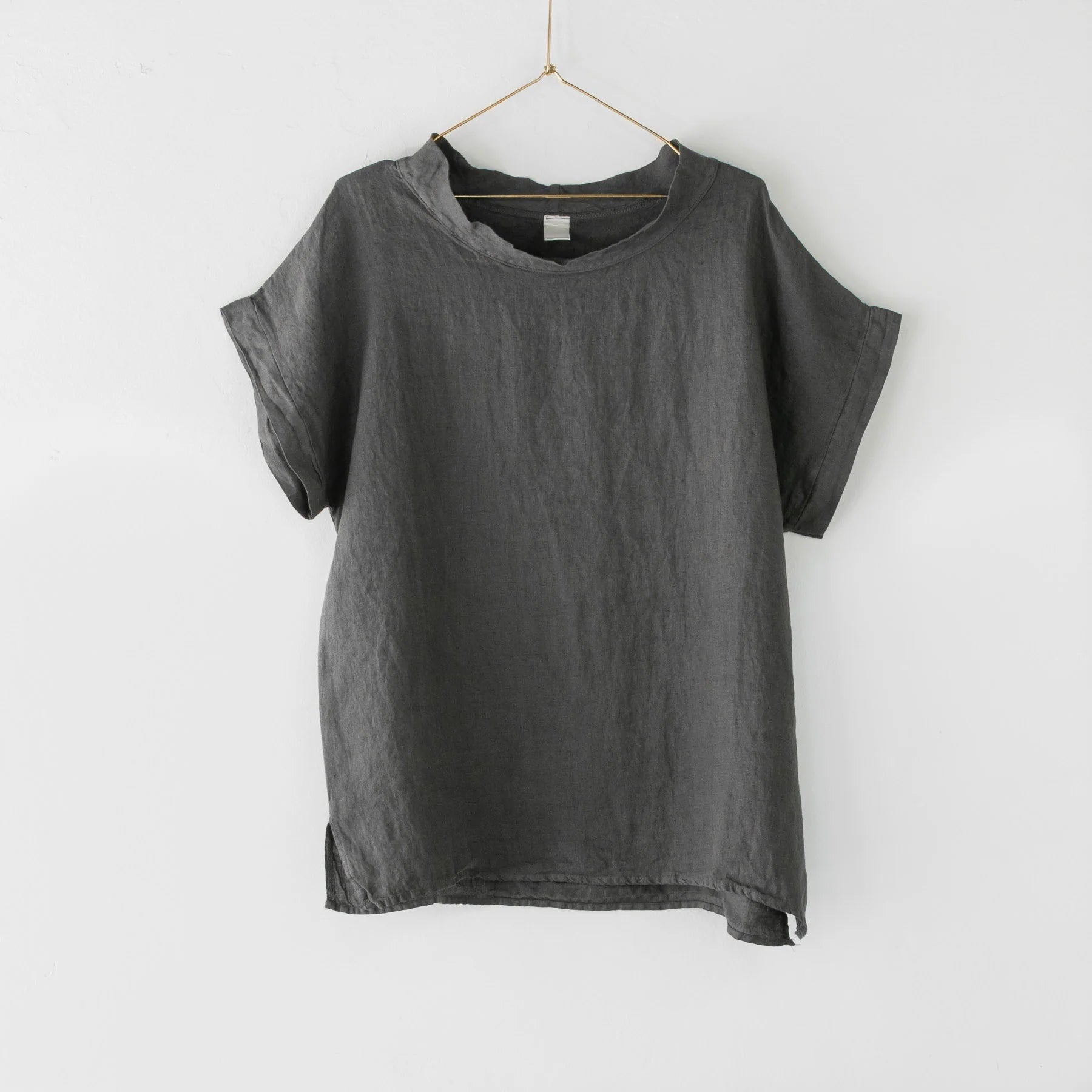 Cowl Neck Linen Top top Etika Charcoal 