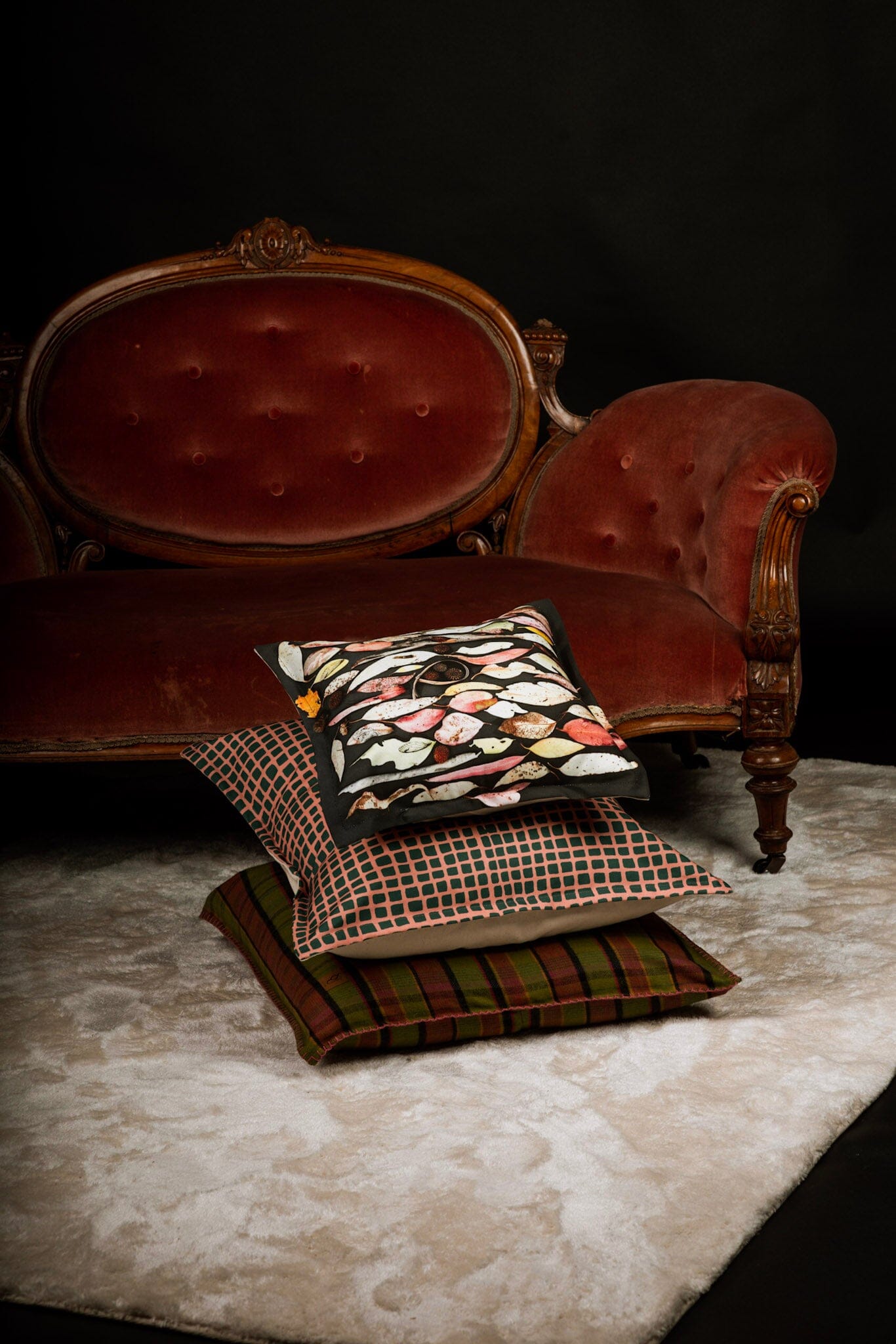 Organic Wool Felt Cushions - Garden Plaid Cushion The Spotted Quoll 