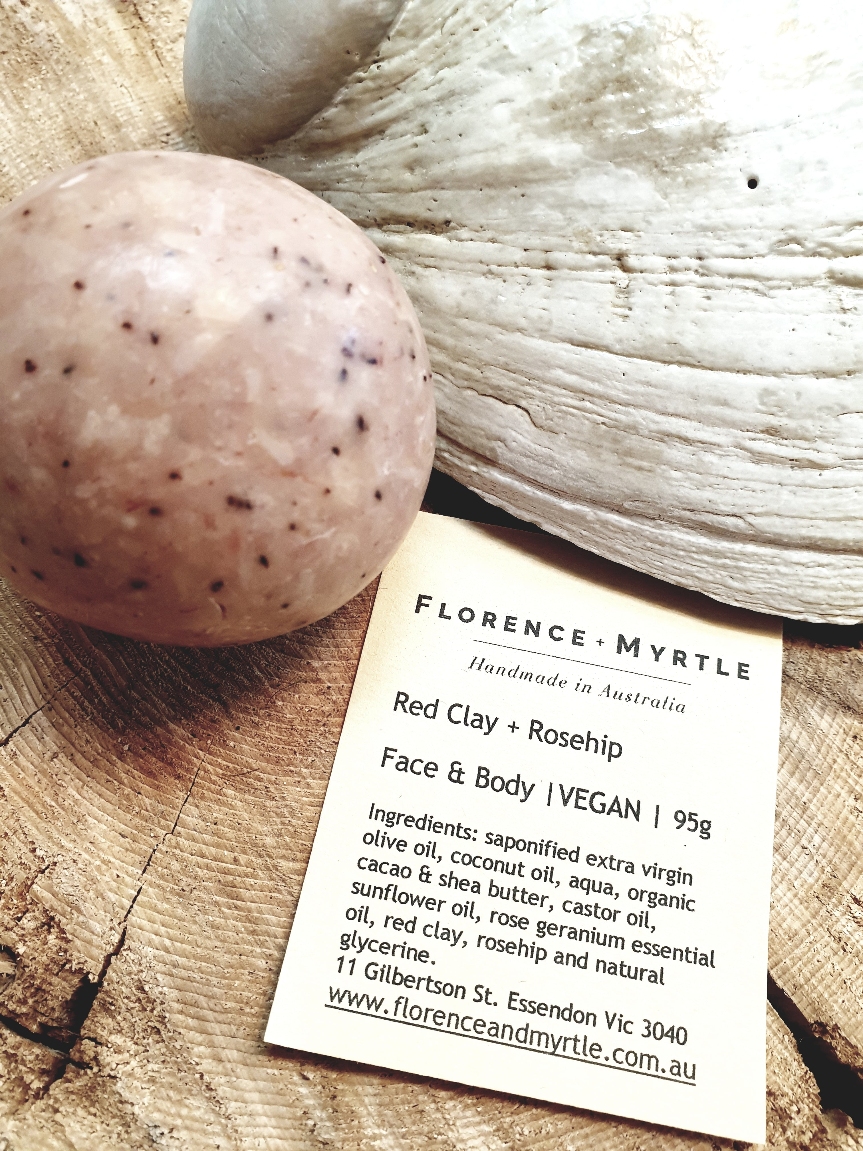 Hand Rolled Soap Balls Body Florence + Myrtle Red Clay + Rosehip 