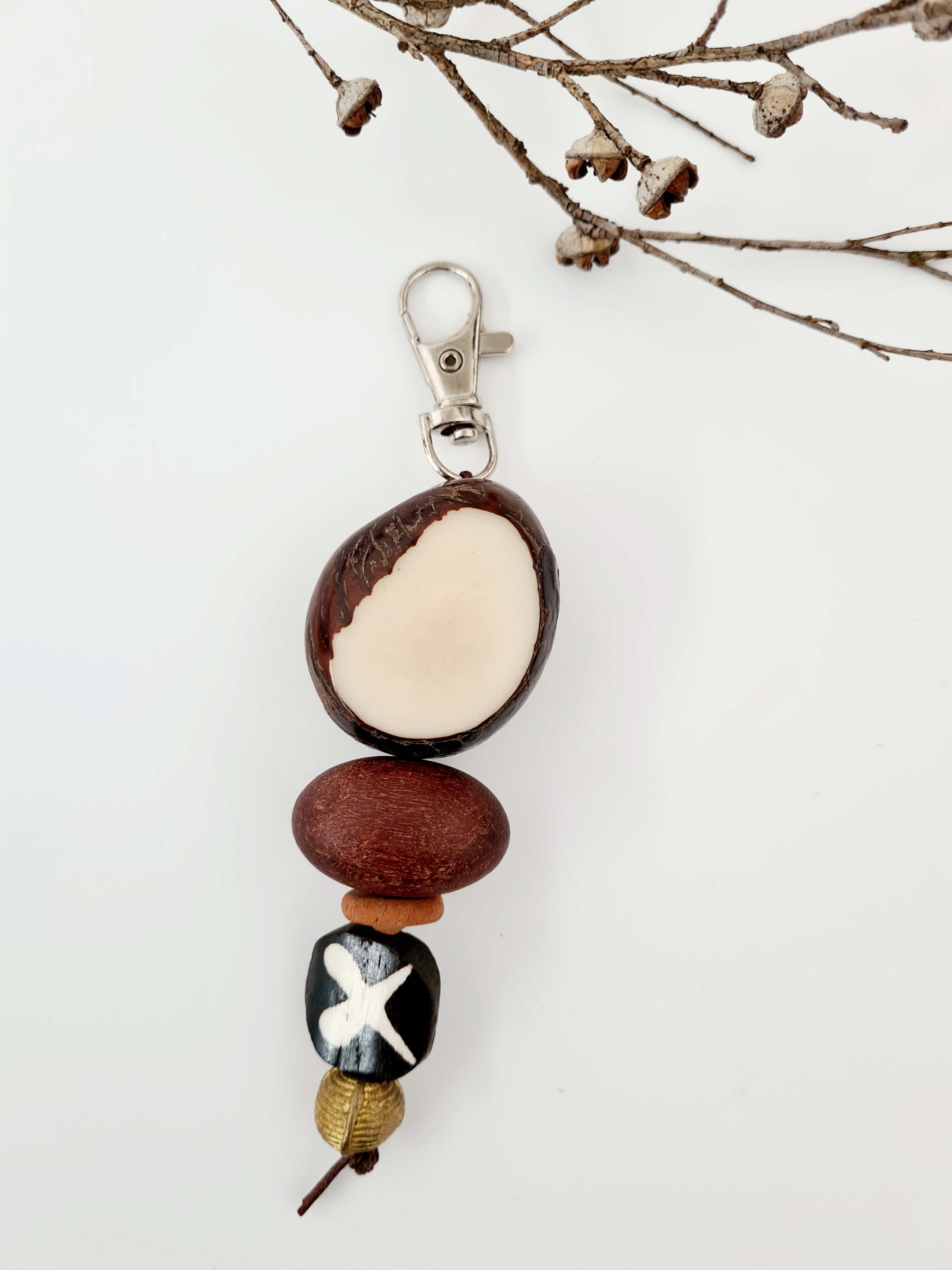 Eco Beads Key Ring key ring The Spotted Quoll Studio Raw Snow 