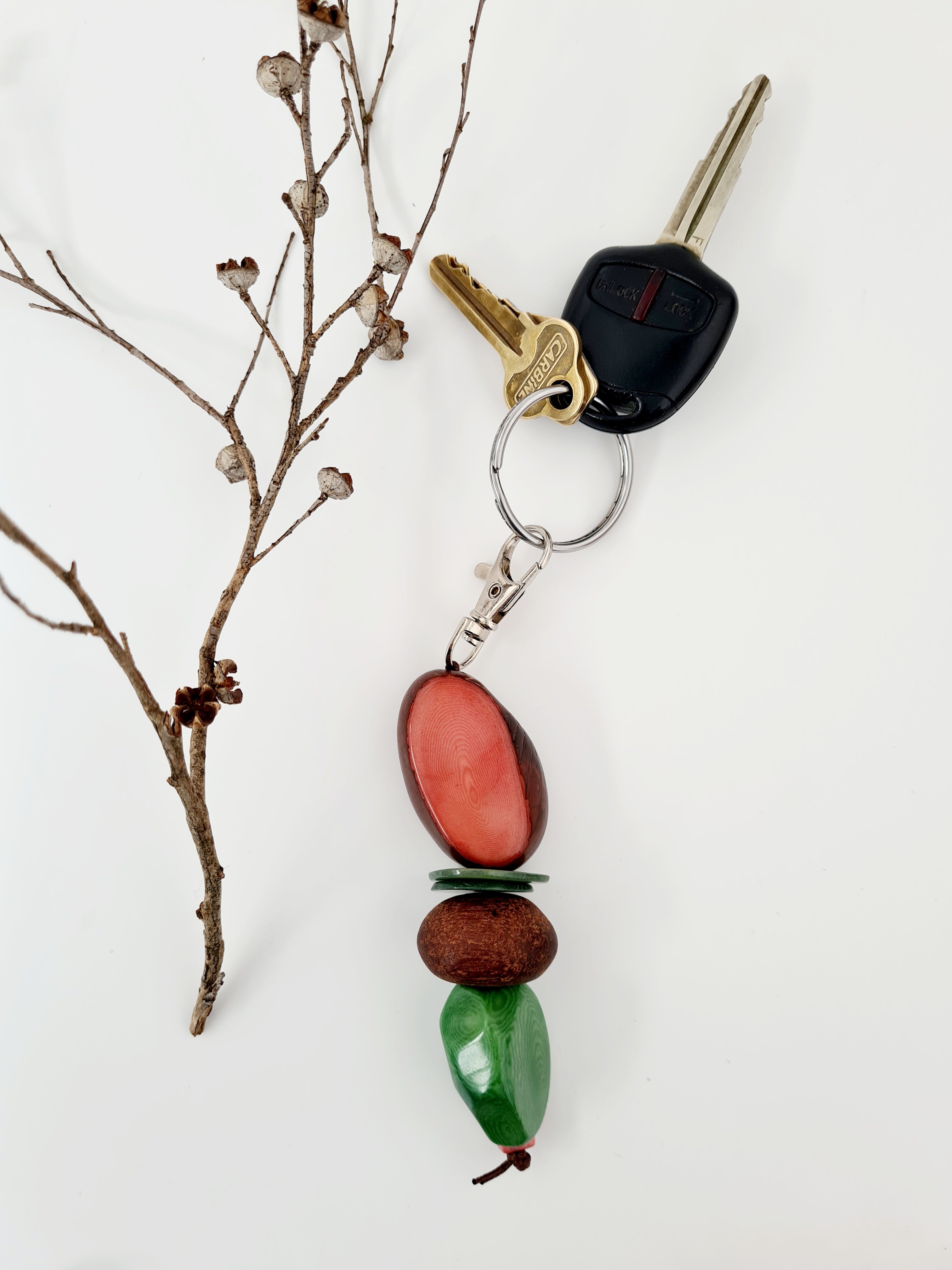Eco Beads Key Ring key ring The Spotted Quoll Studio Pretty Protea 