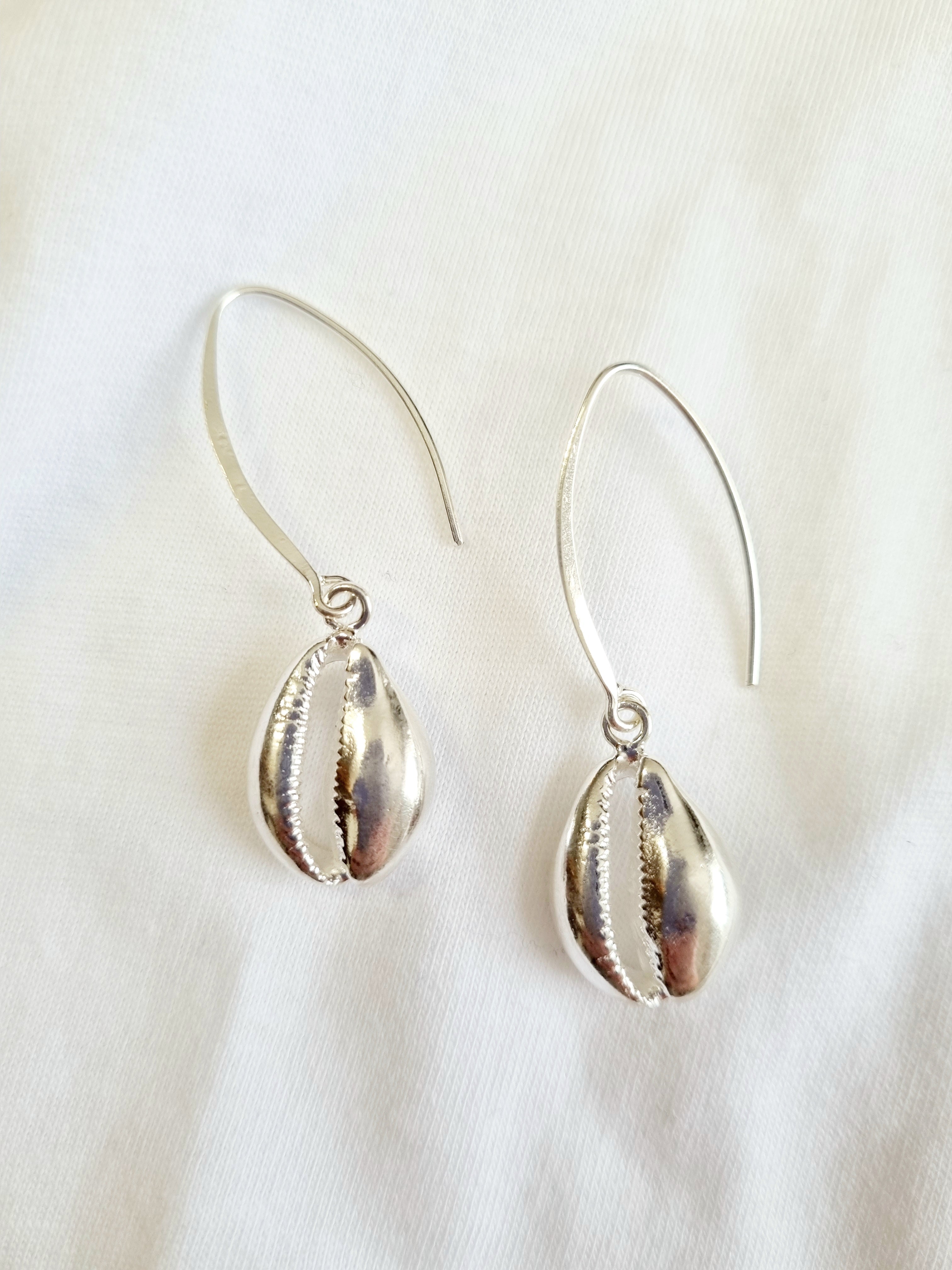 Tasmania Coastal Collection - Silver and Gold Earrings Earrings The rare and Beautiful Cowrie Earring Long (40mm) 
