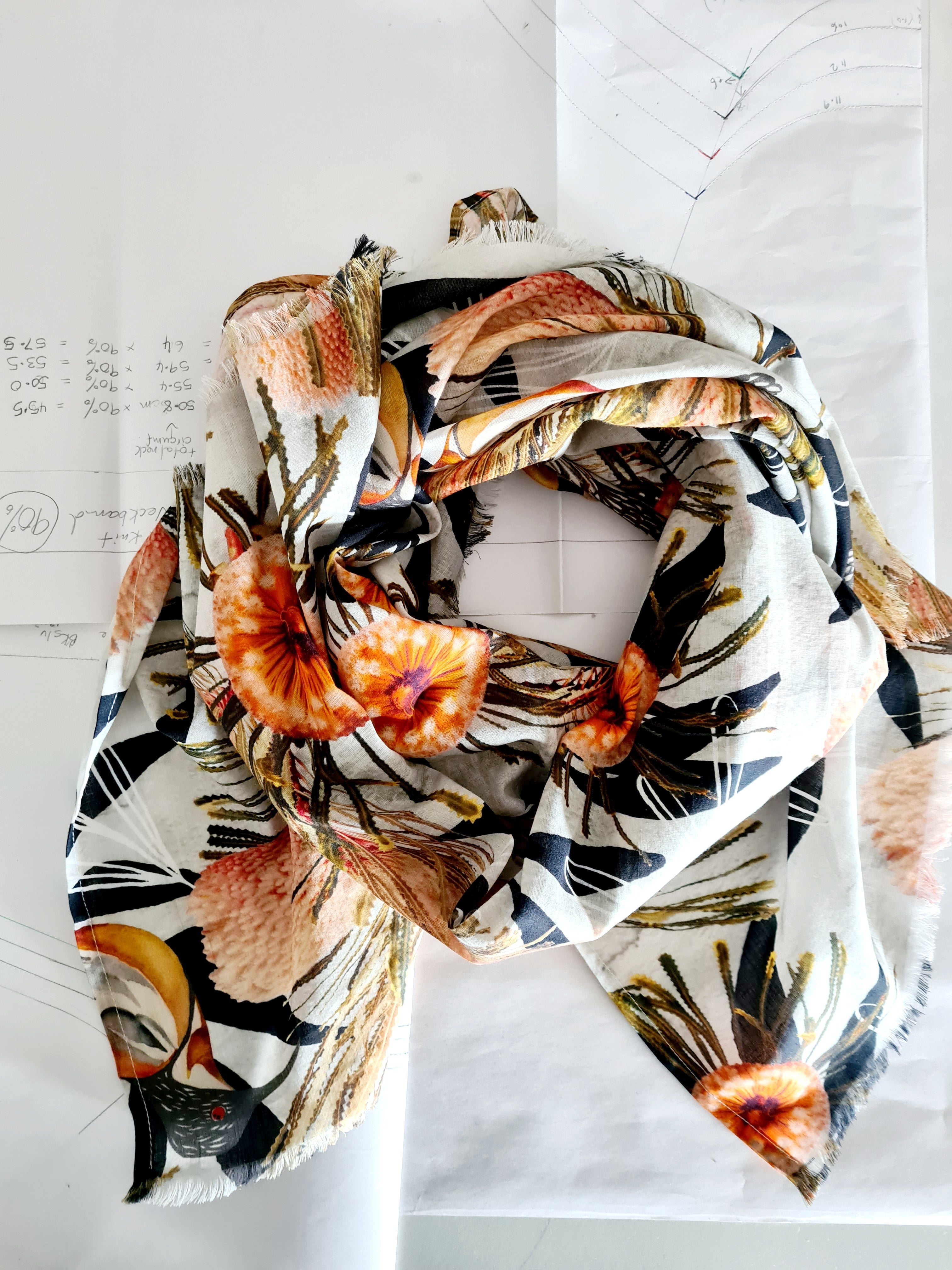Organic Cotton Square Scarf - Summer Bouquet Scarf The Spotted Quoll 