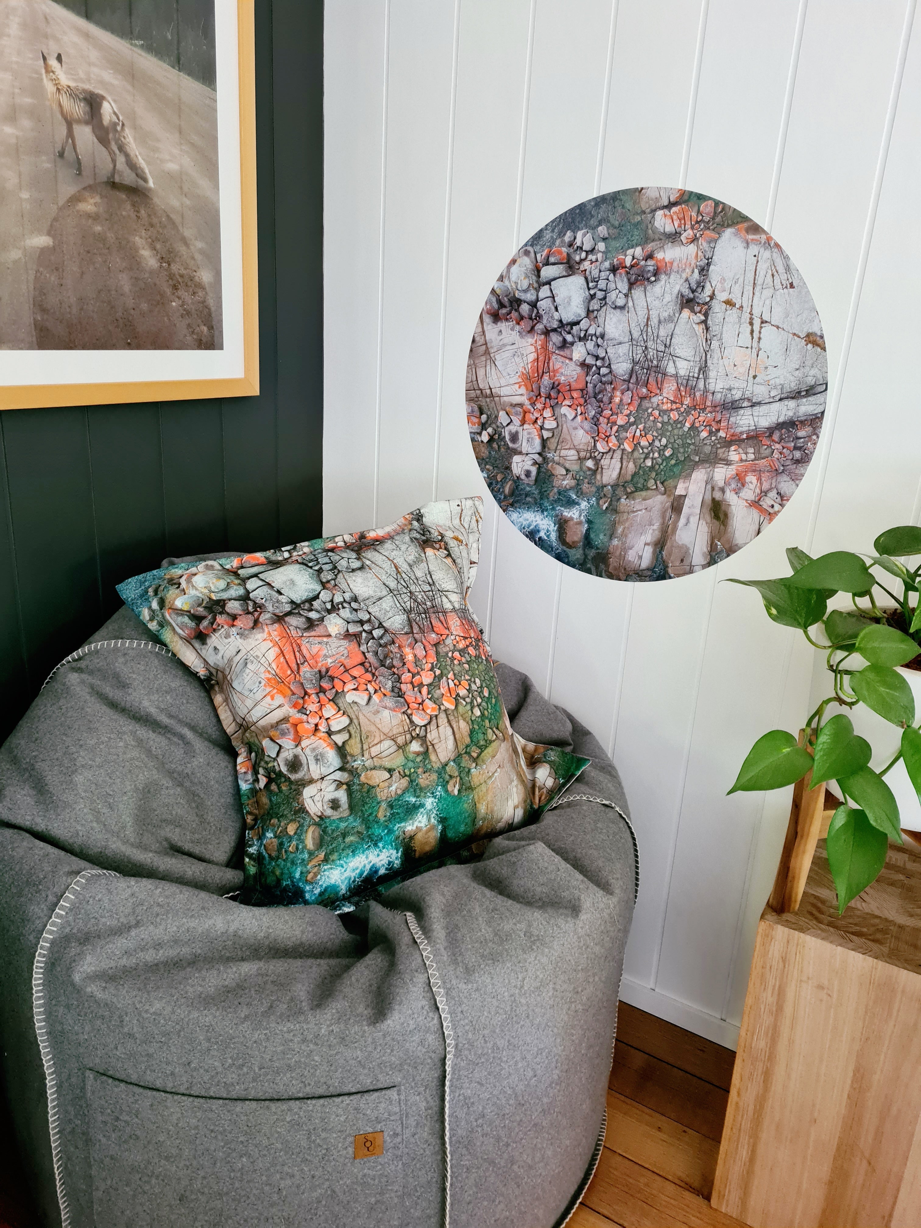 Printed Canvas Cushion - Aerial Bay of Fires Cushions The Spotted Quoll 