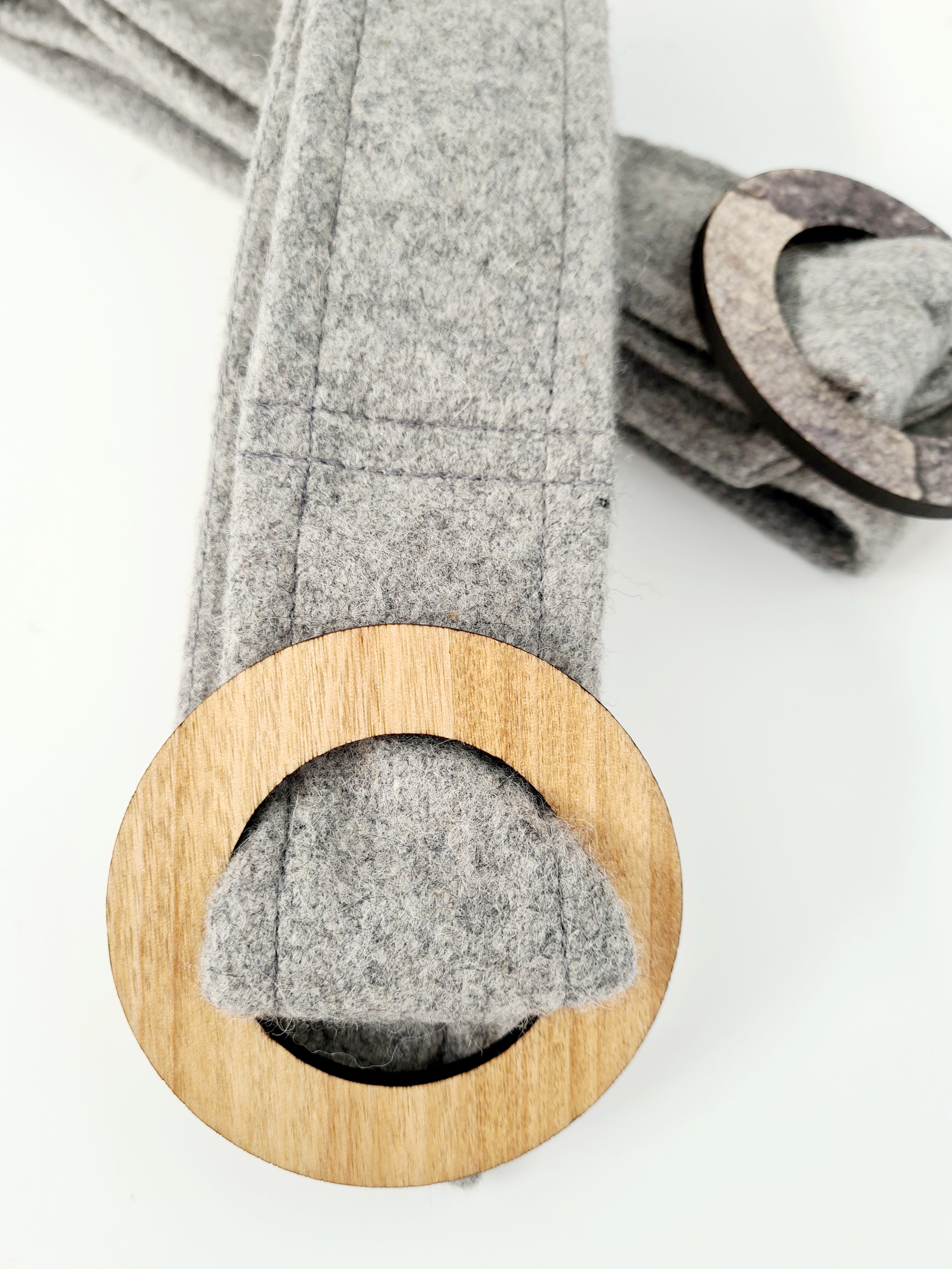 Tasmanian Oak Belts - Organic Wool Belt Buckles The Spotted Quoll Heather Tas Oak Raw S -110cm
