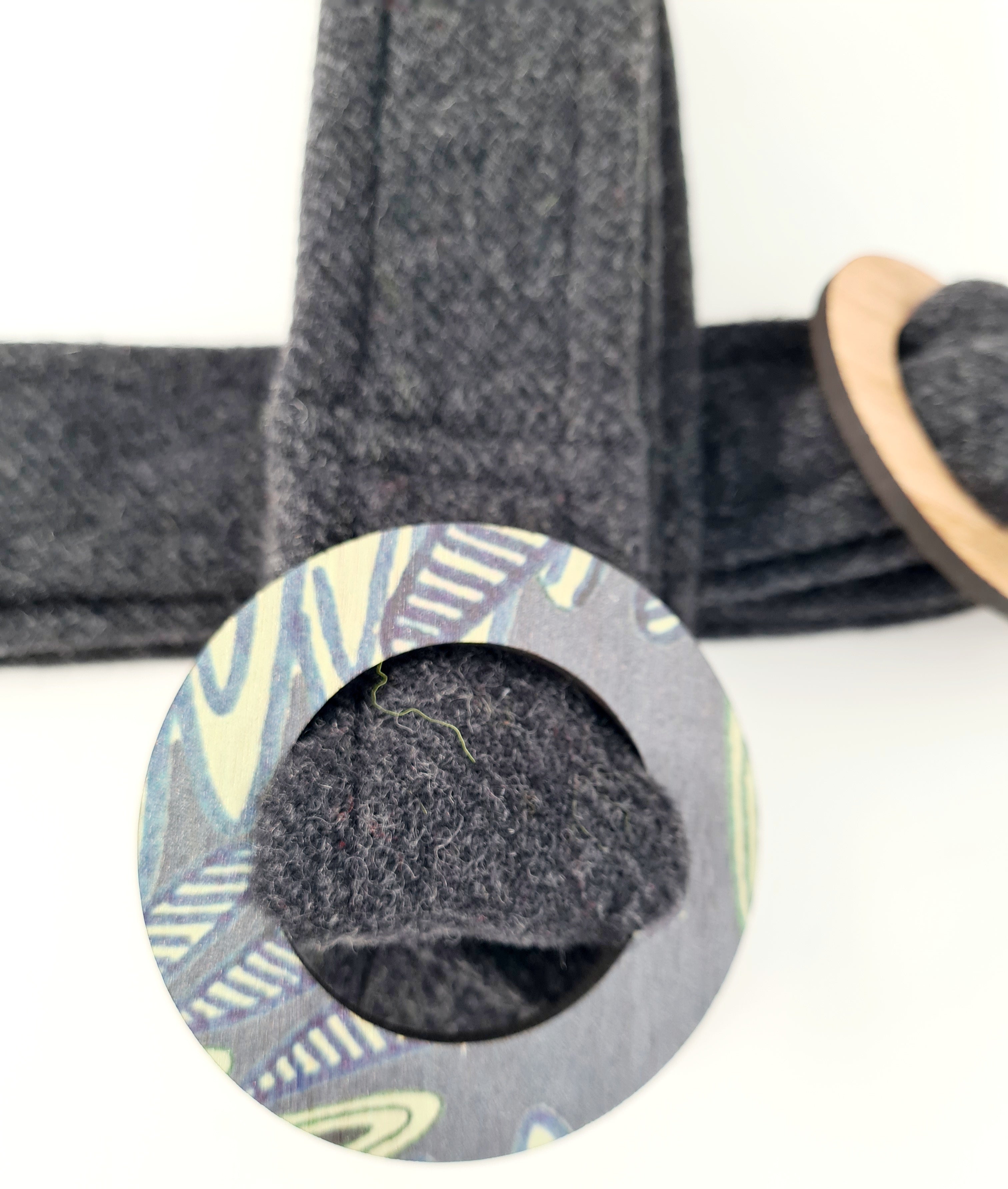 Tasmanian Oak Belts - Organic Wool Belt Buckles The Spotted Quoll Carbon Printed Tas Oak S -110cm